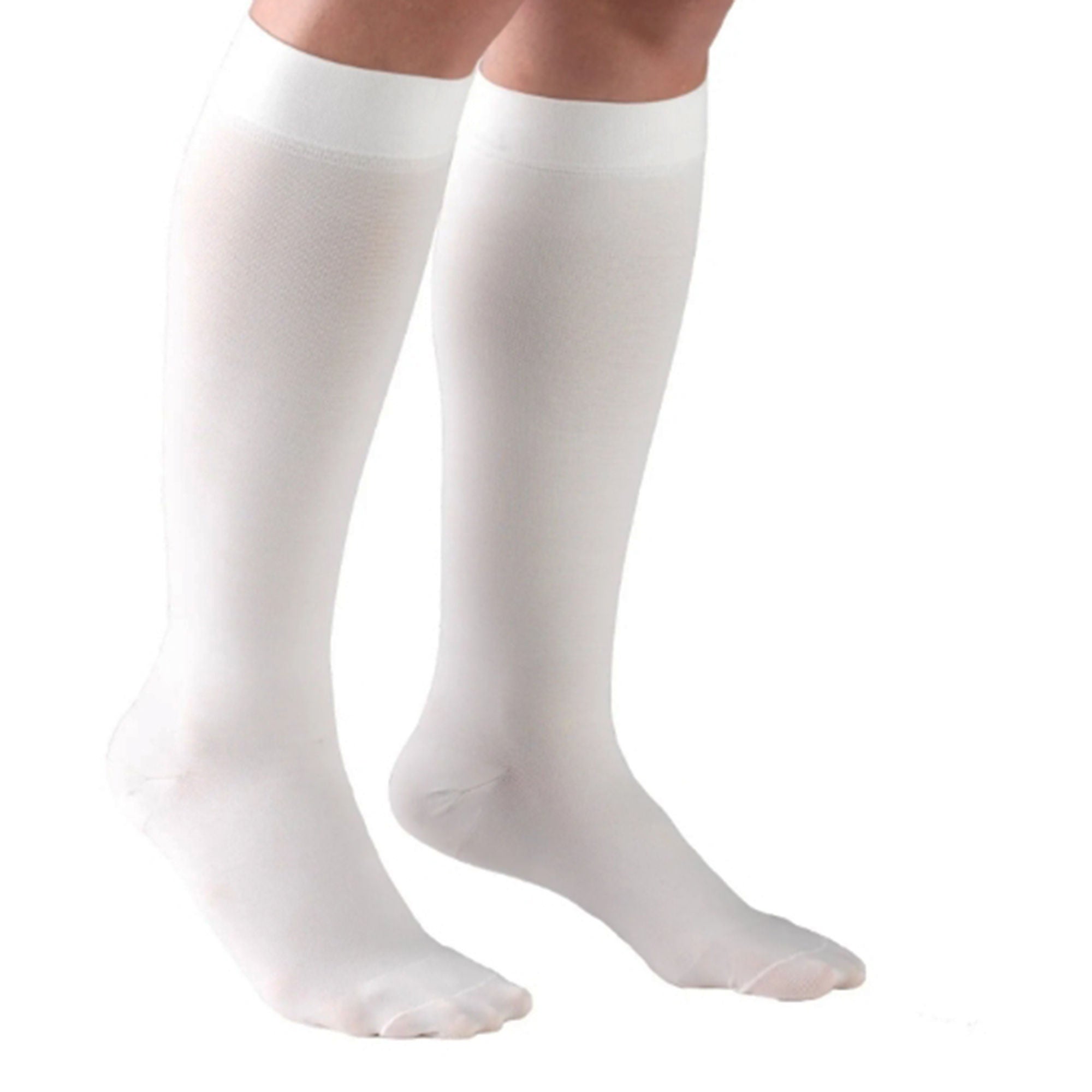 Truform - 1943WH-M Compression Sock Truform® Knee High Medium White Closed Toe
