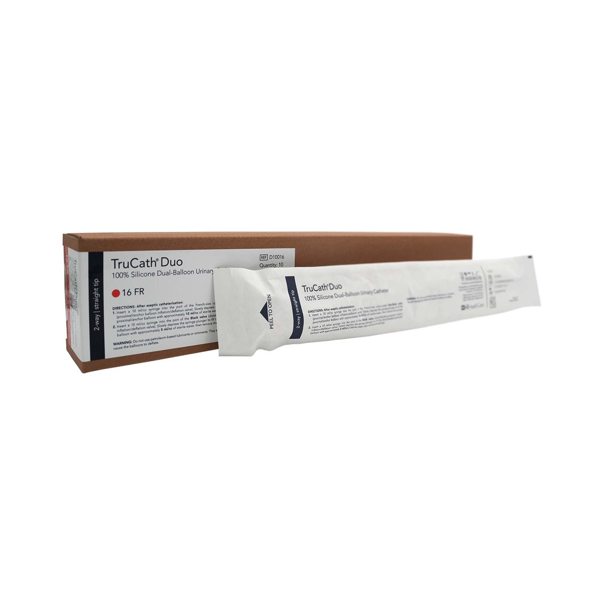 HR Healthcare - D10020 Foley Catheter TruCath® Duo 2-Way Subsumed Tip 10 cc Proximal Balloon, 5 cc Distal Balloon 20 Fr. Silicone