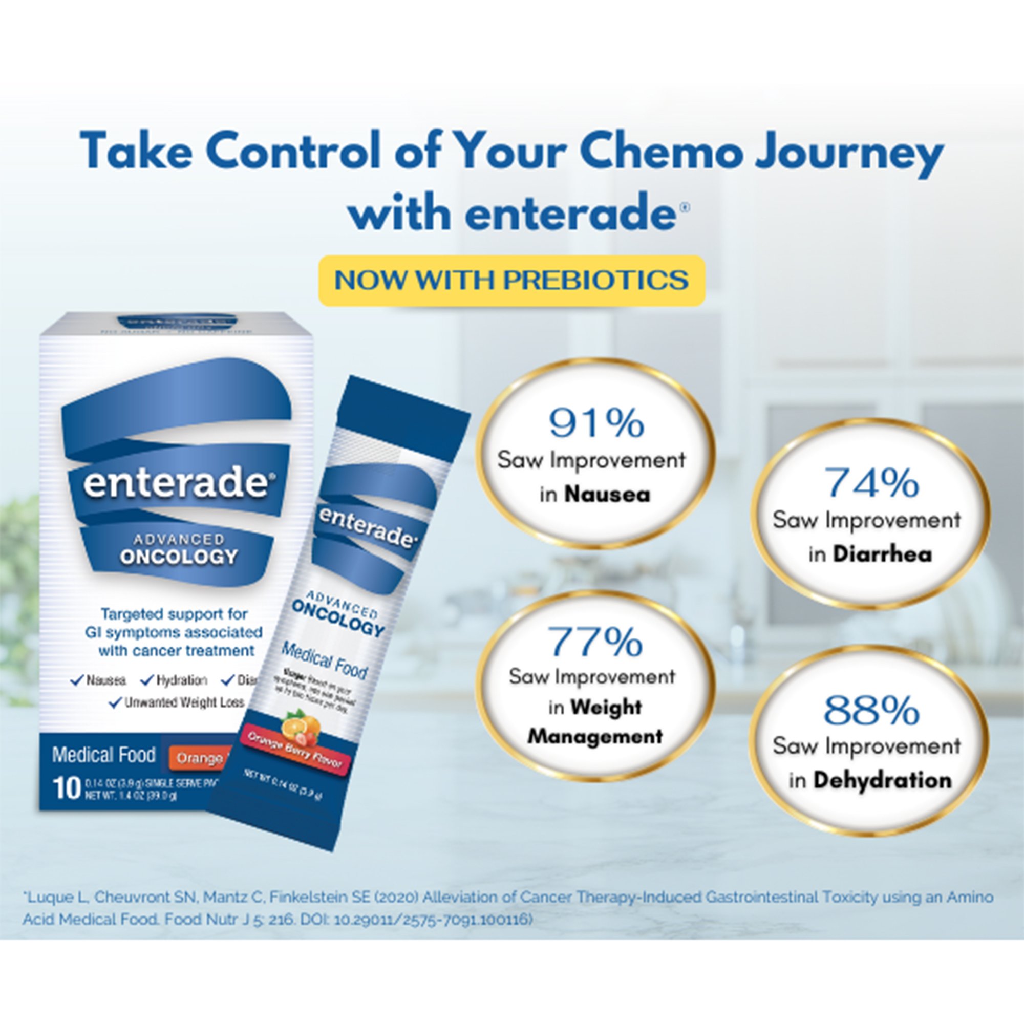 AmiLyfe Bioscience LLC 20850052516233 - enterade® Advanced Oncology Formula, Orange-Berry, Single Serve Packets - 8/Case