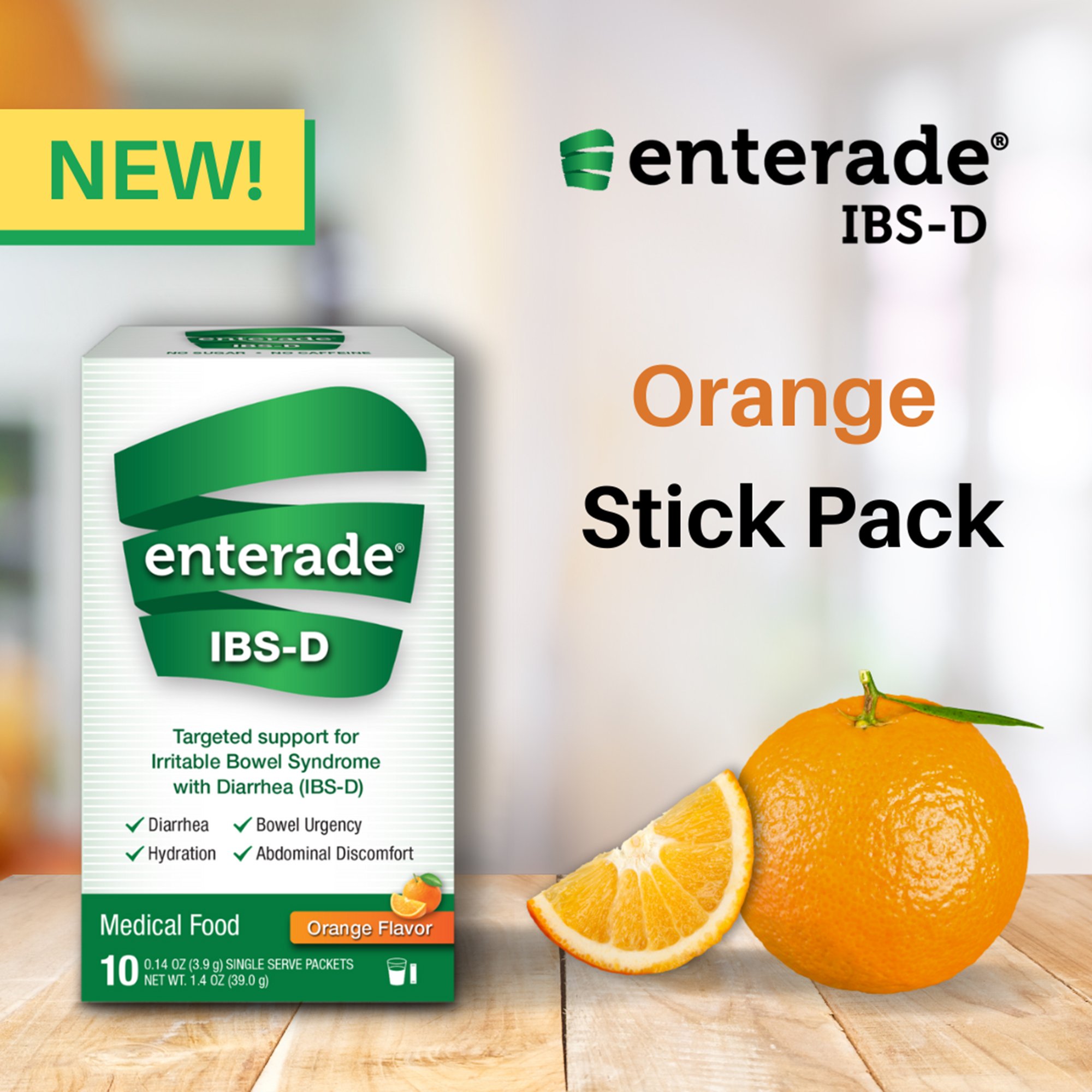 AmiLyfe Bioscience LLC 20850052516301 - enterade® IBS-D Dietary Support Medical Food, Orange, Single Serve Packets - 8/Case