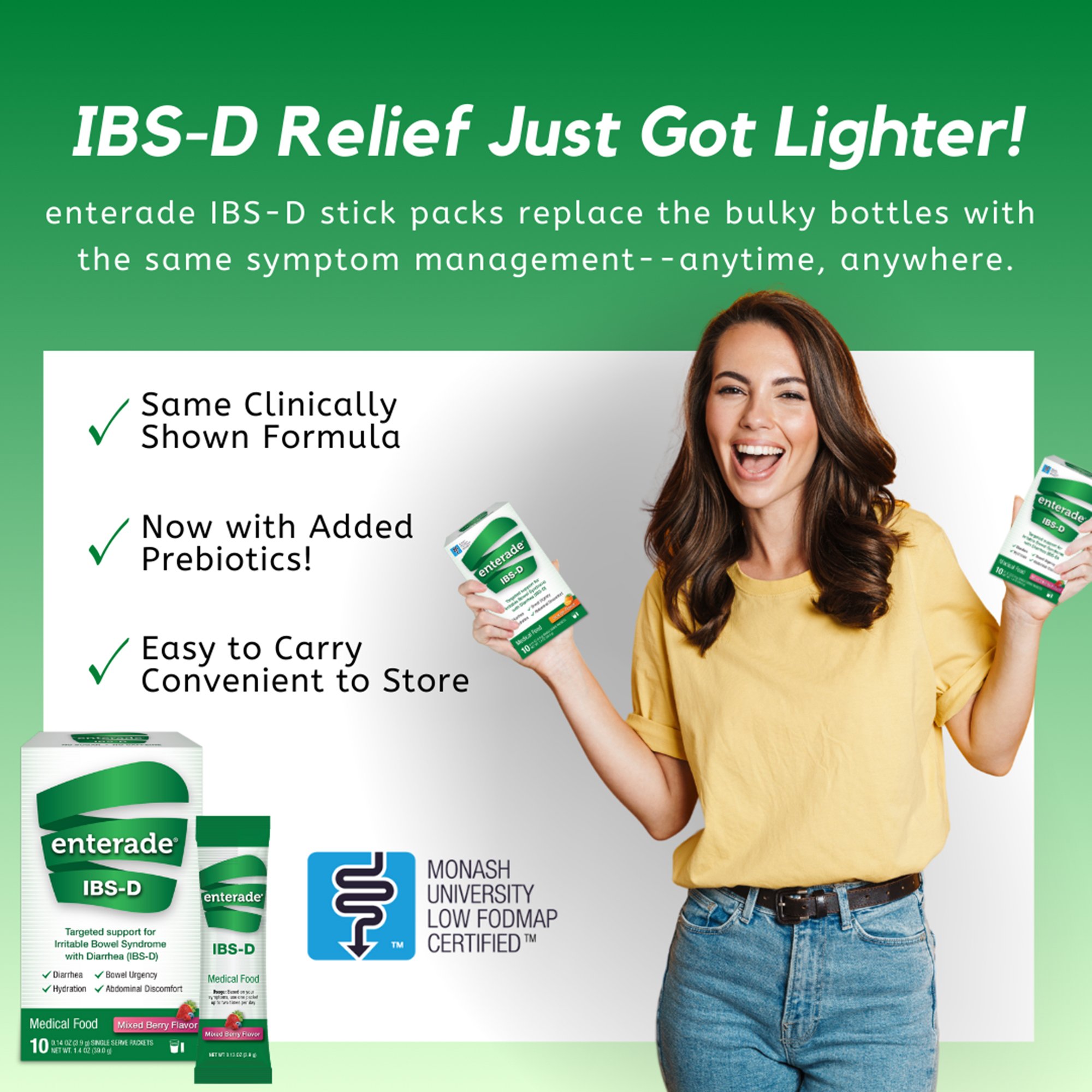 AmiLyfe Bioscience LLC 40850052516008 - enterade® IBS-D Dietary Support Medical Food, Mixed Berry, Single Serve Packets - 24/Case