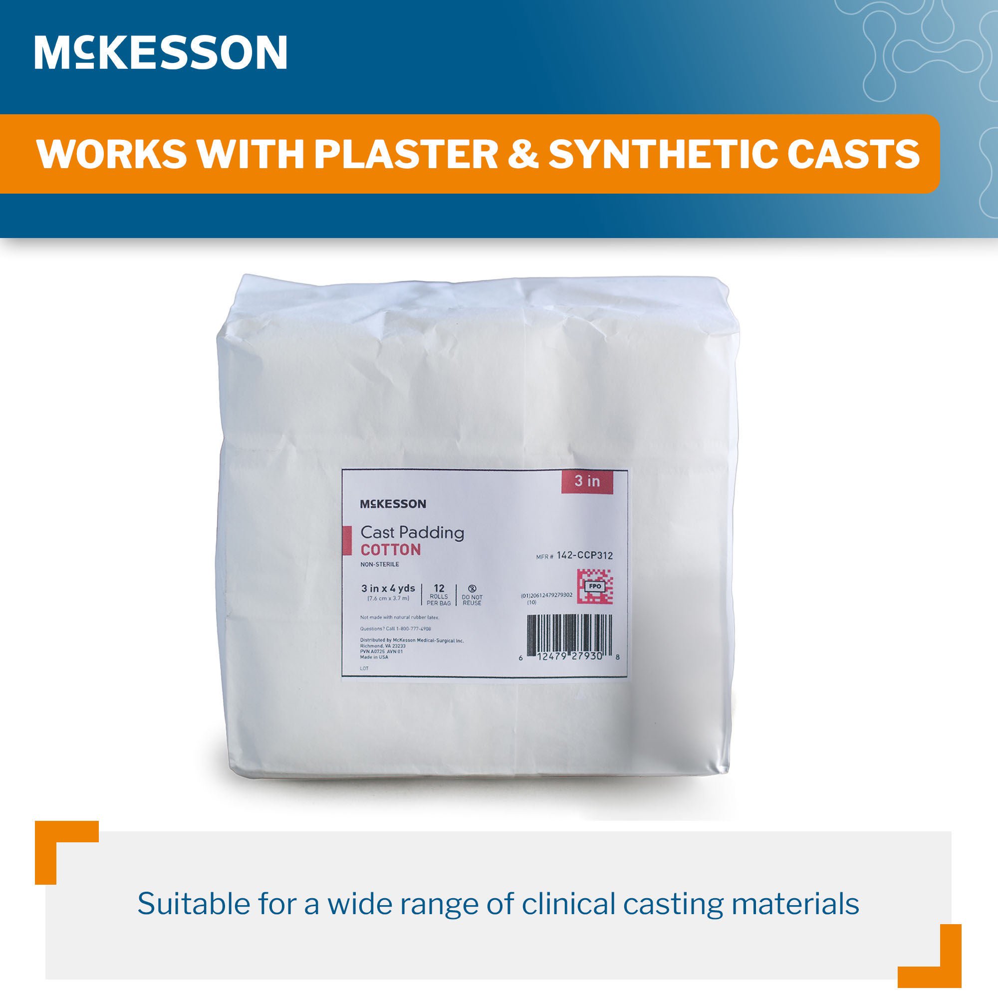 McKesson Brand - 142-CCP312 Cast Padding Undercast McKesson 3 Inch X 4 Yard Cotton NonSterile