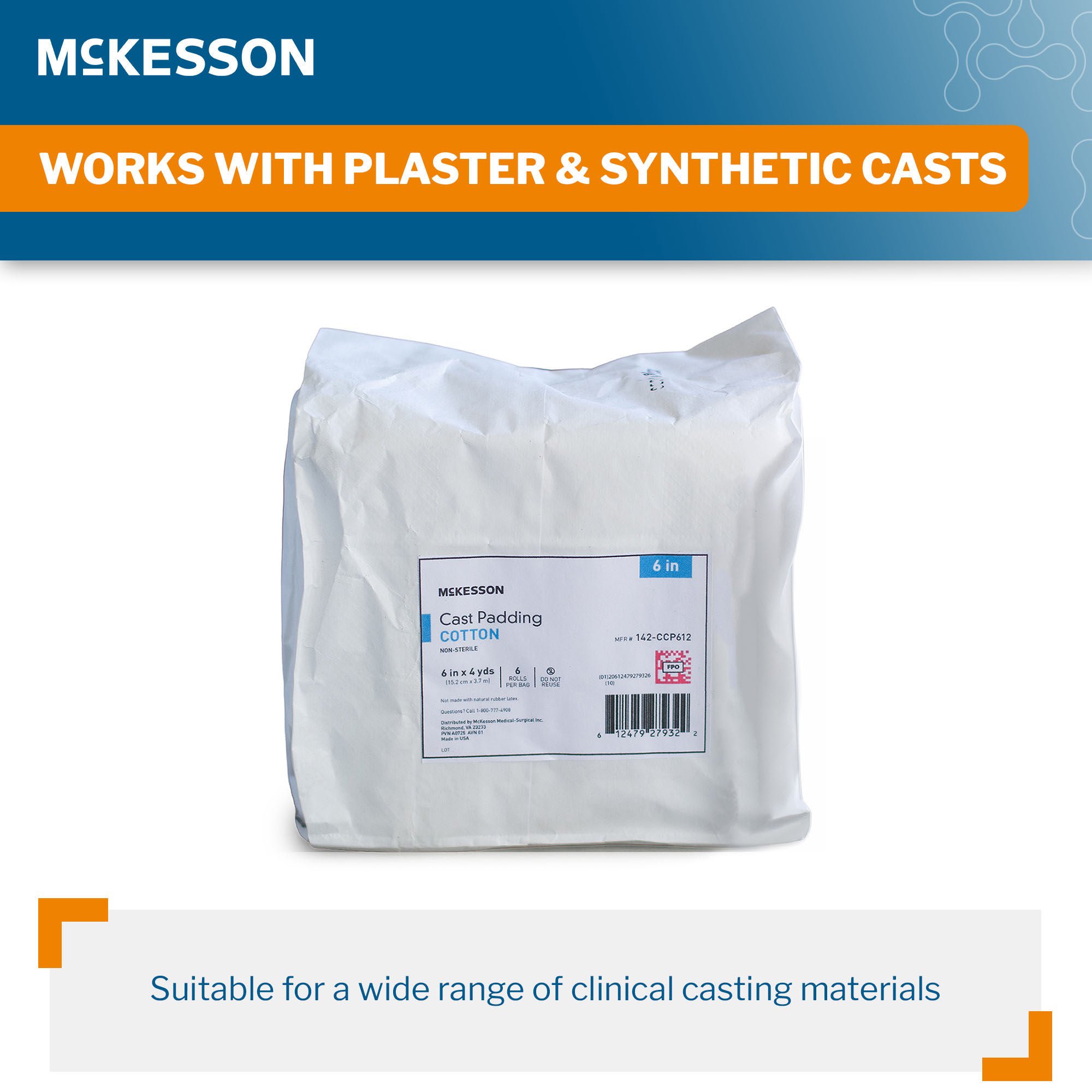 McKesson Brand - 142-CCP612 Cast Padding Undercast McKesson 6 Inch X 4 Yard Cotton NonSterile