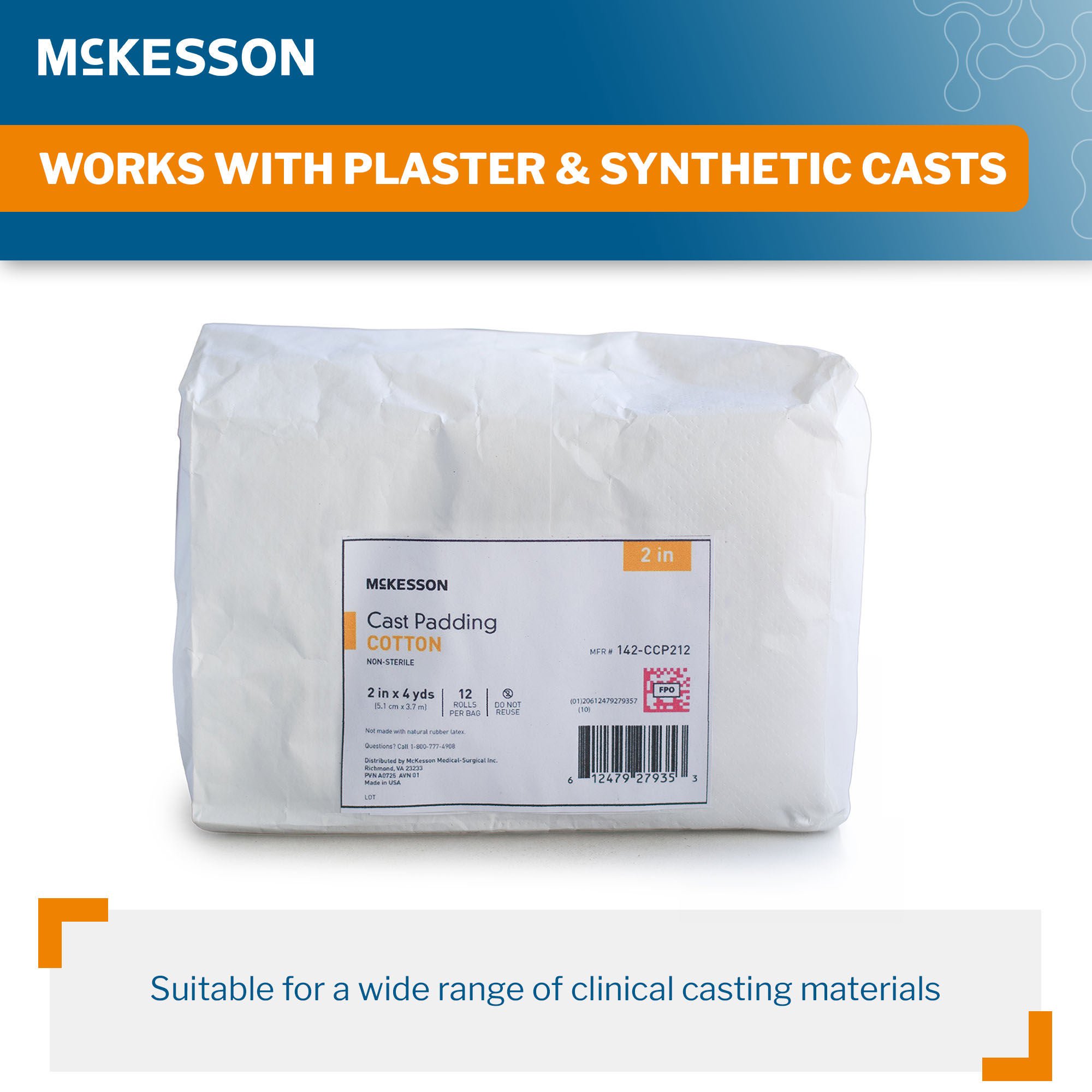 McKesson Brand - 142-CCP212 Cast Padding Undercast McKesson 2 Inch X 4 Yard Cotton NonSterile