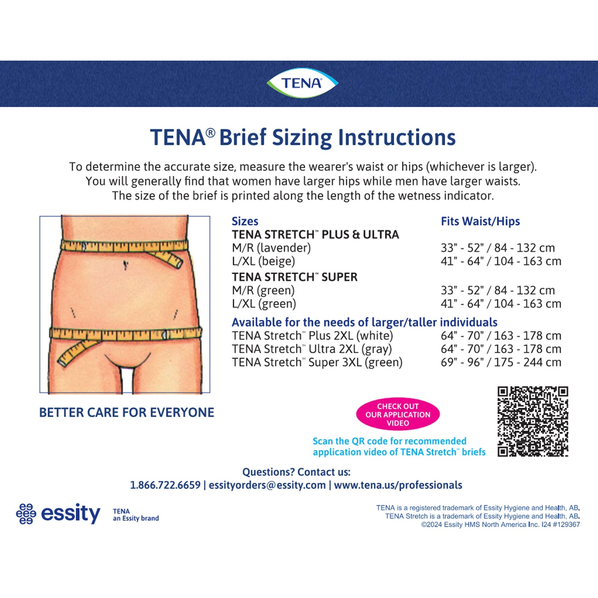 Essity HMS North America Inc - 67670 Incontinence Brief TENA Stretch™ Plus Adult Large / X-Large Unisex Disposable Moderate Absorbency