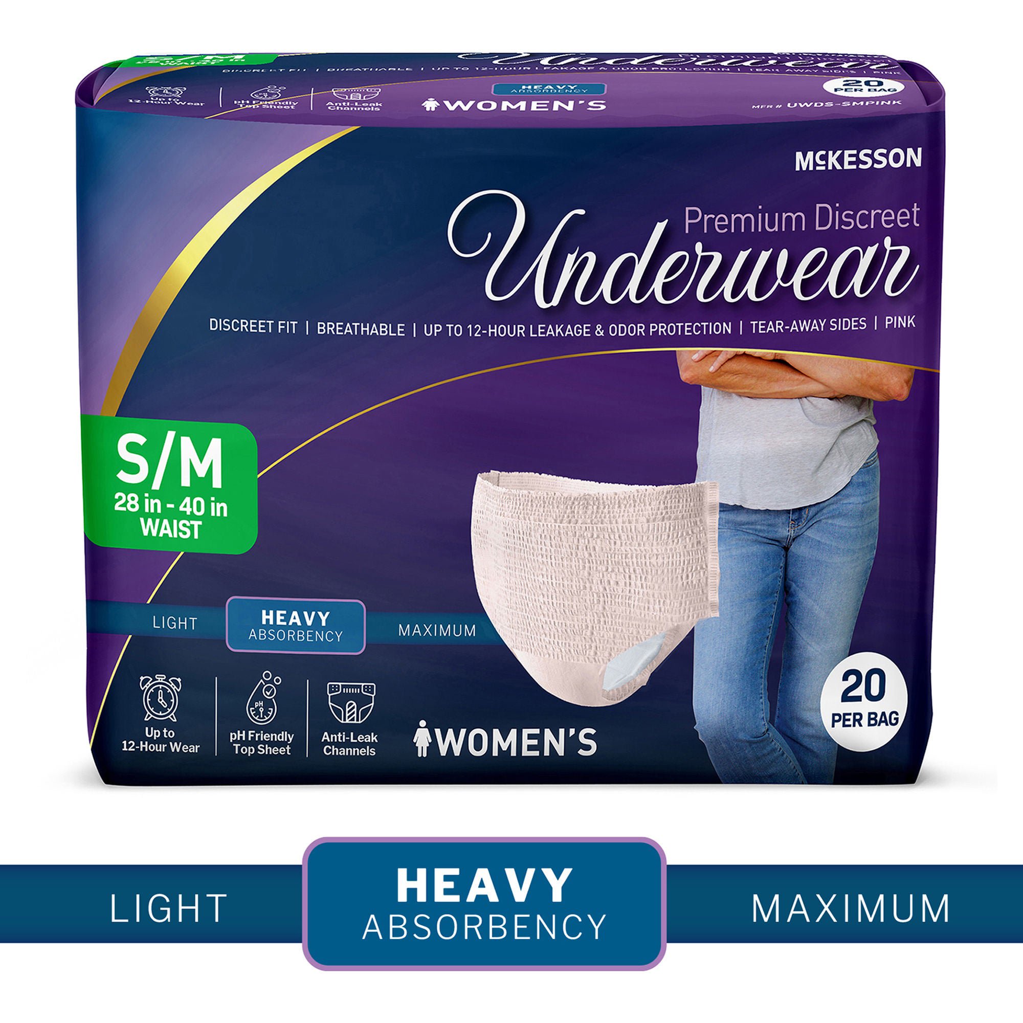 McKesson Brand - UWDS-SMPINK McKesson Premium Discreet Underwear for Women