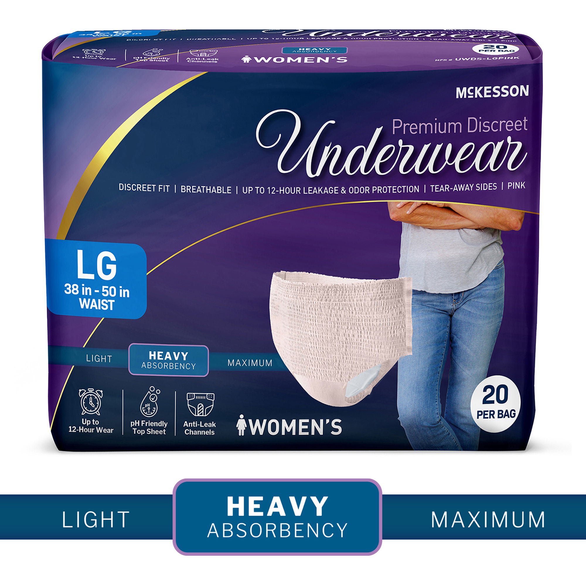 McKesson Brand - UWDS-LGPINK McKesson Premium Discreet Underwear for Women