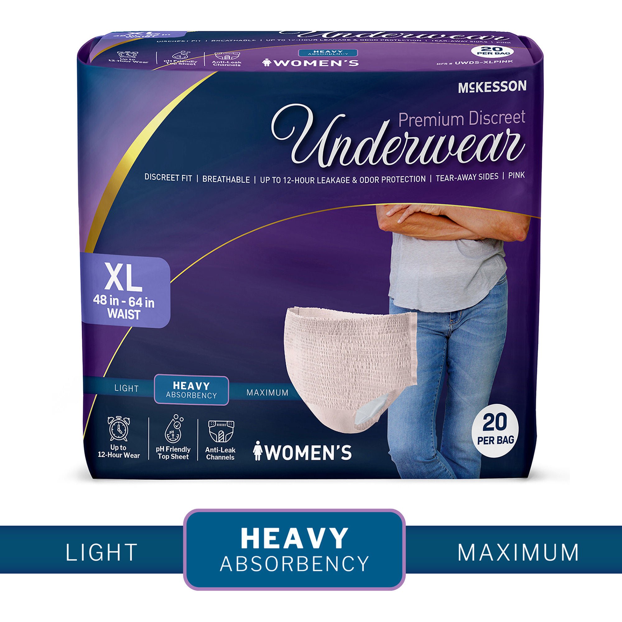 McKesson Brand - UWDS-XLPINK McKesson Premium Discreet Underwear for Women