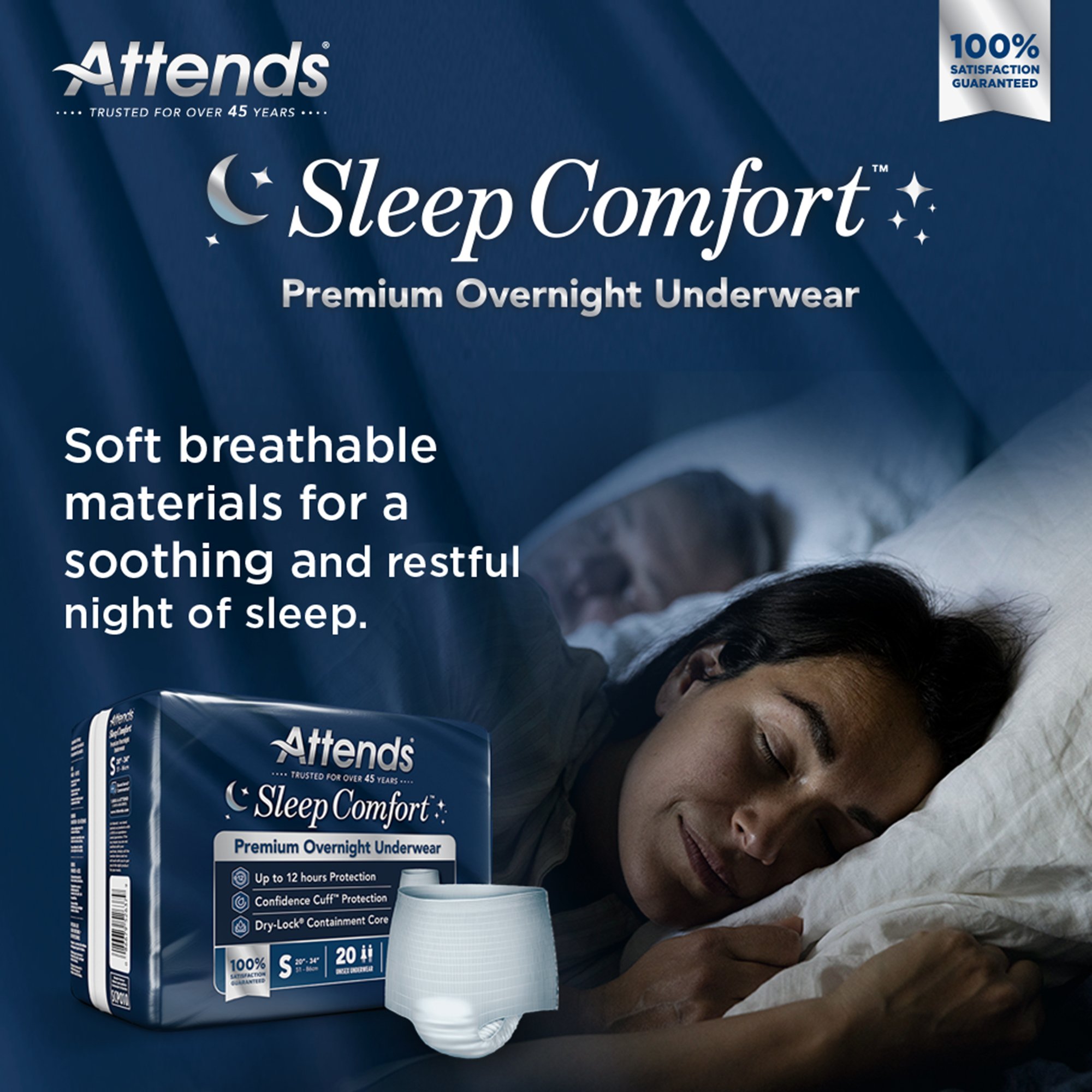 Attends Healthcare Products SCPO10 - Attends® Sleep Comfort Premium Overnight Underwear, Small, 20 – 34 Inches - 20/Bag, 80/Case