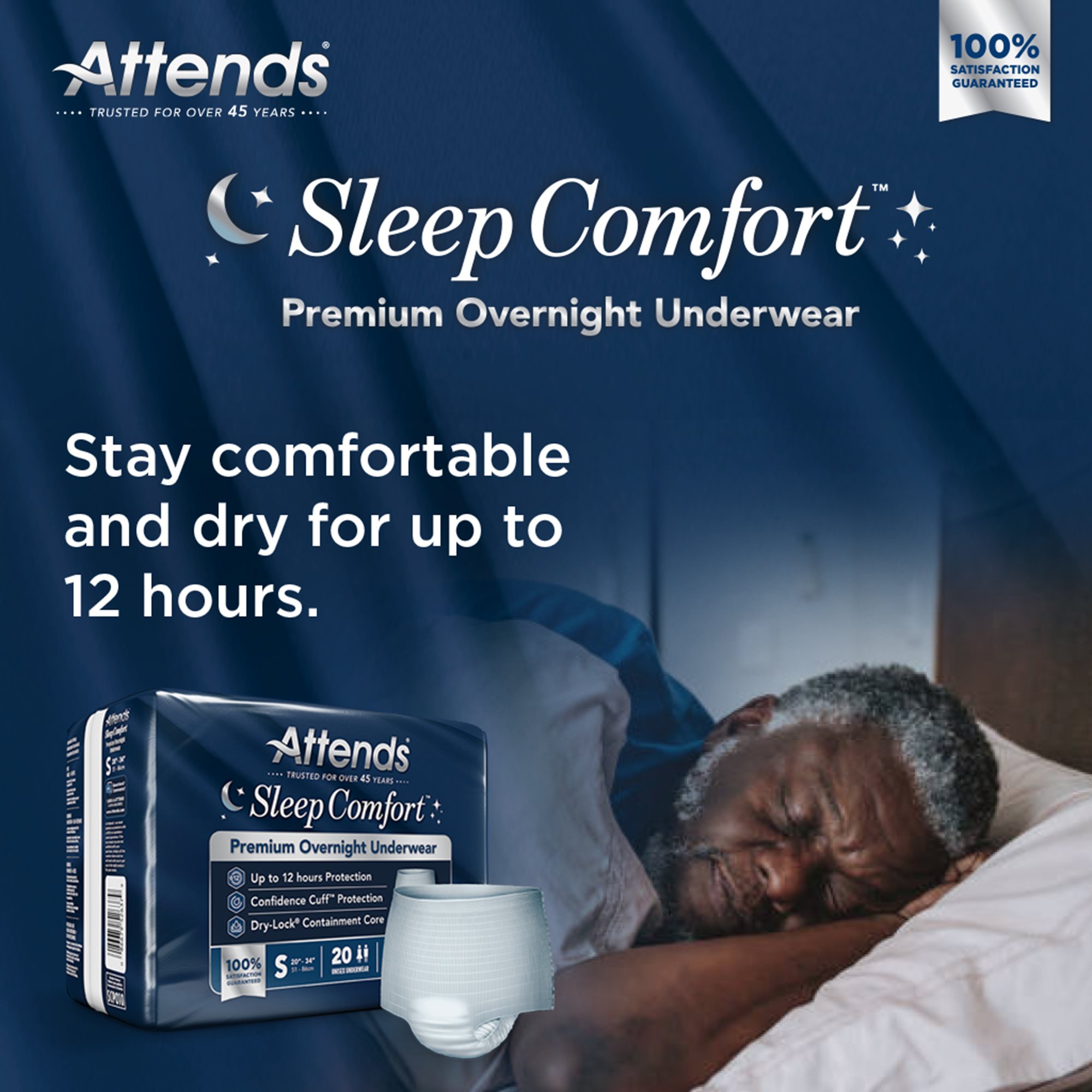 Attends Healthcare Products SCPO10 - Attends® Sleep Comfort Premium Overnight Underwear, Small, 20 – 34 Inches - 20/Bag, 80/Case