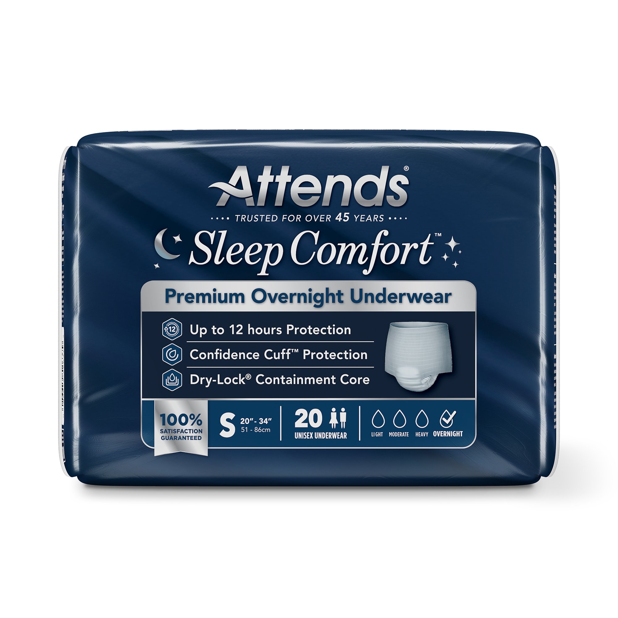 Attends Healthcare Products SCPO10 - Attends® Sleep Comfort Premium Overnight Underwear, Small, 20 – 34 Inches - 20/Bag, 80/Case