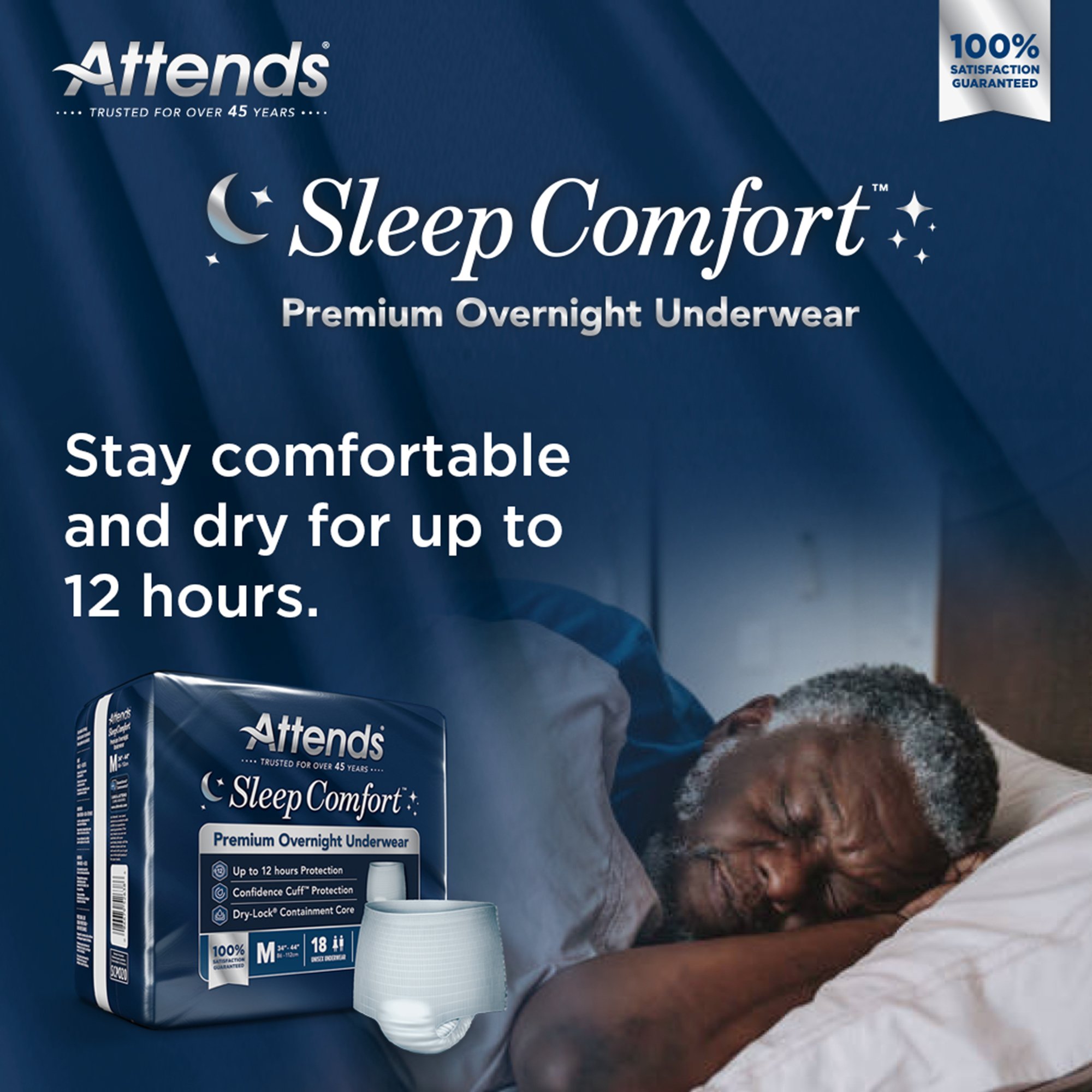 Attends Healthcare Products SCPO20 - Attends® Sleep Comfort Premium Overnight Underwear, Medium, 24 – 44 Inches - 18/Bag, 72/Case