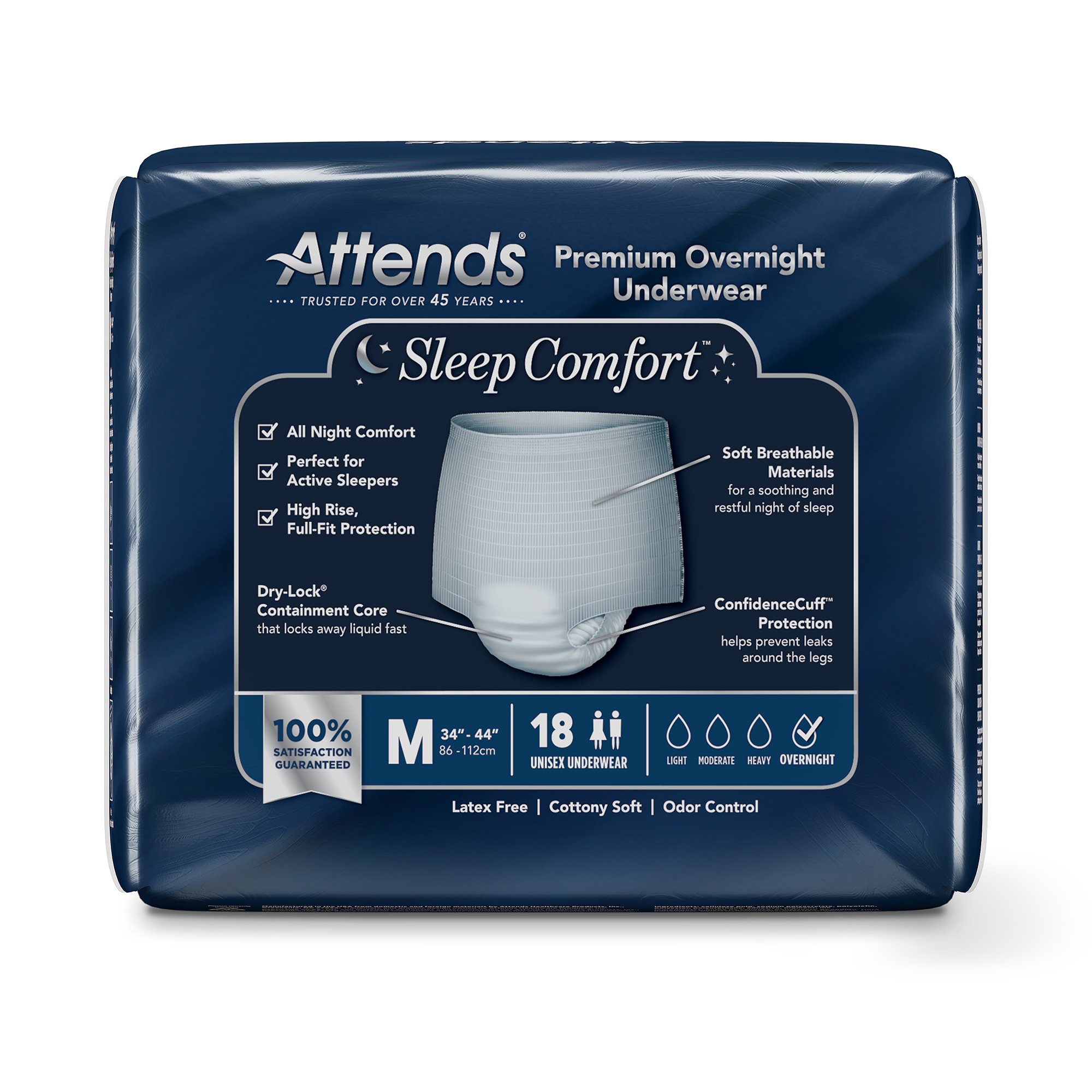 Attends Healthcare Products SCPO20 - Attends® Sleep Comfort Premium Overnight Underwear, Medium, 24 – 44 Inches - 18/Bag, 72/Case