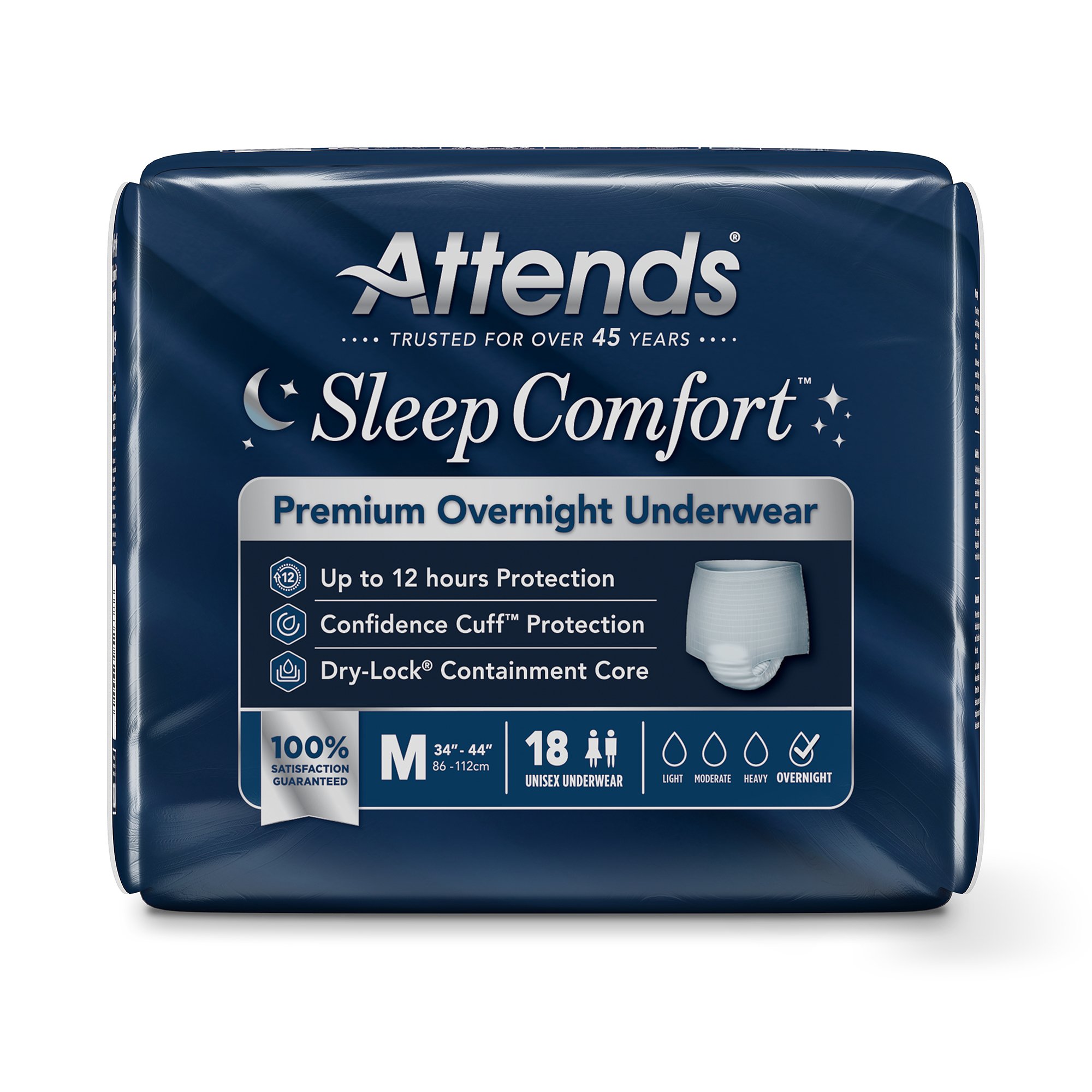 Attends Healthcare Products SCPO20 - Attends® Sleep Comfort Premium Overnight Underwear, Medium, 24 – 44 Inches - 18/Bag, 72/Case