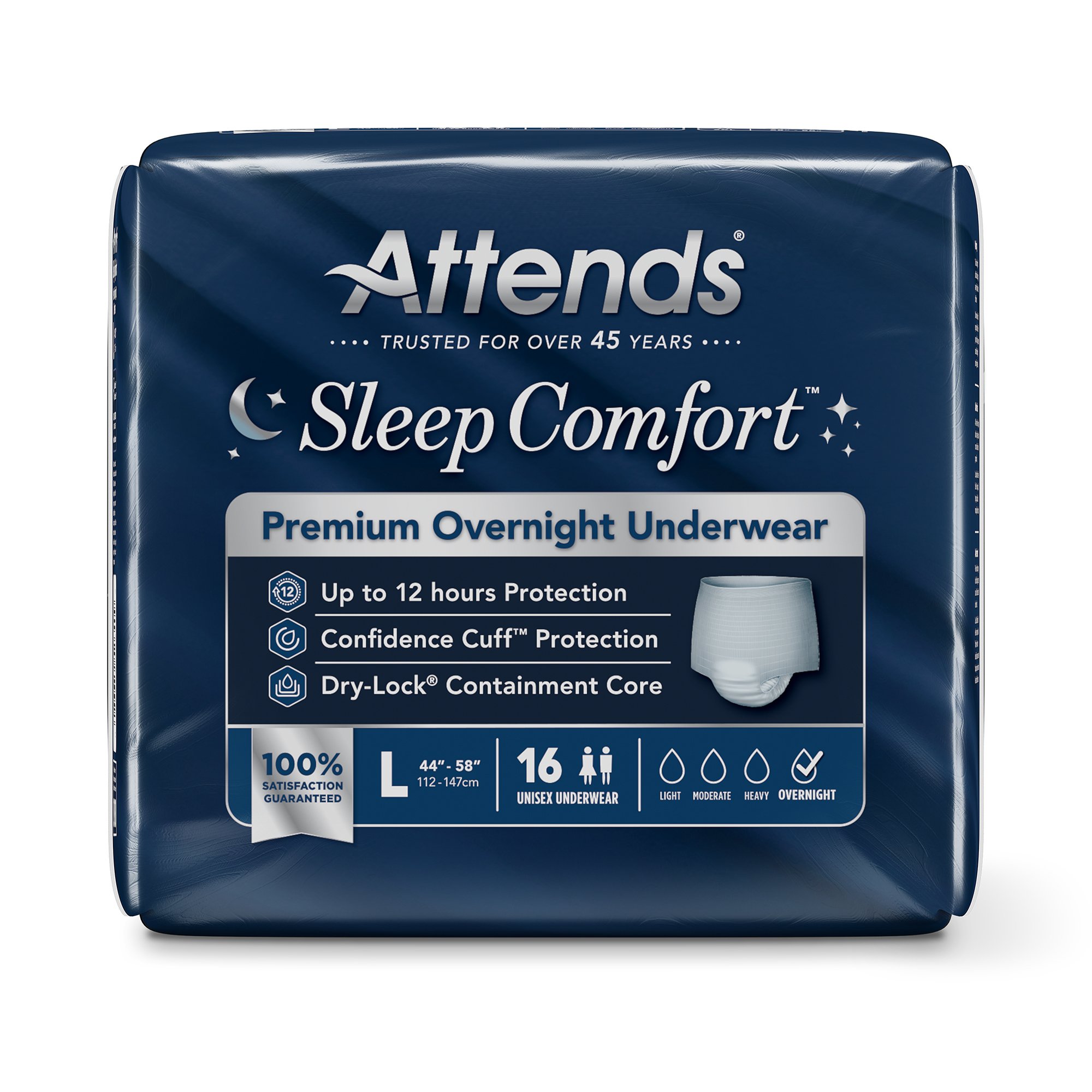 Attends Healthcare Products SCPO30 - Attends® Sleep Comfort Premium Overnight Underwear, Large, 44 – 58 Inches - 16/Bag, 64/Case