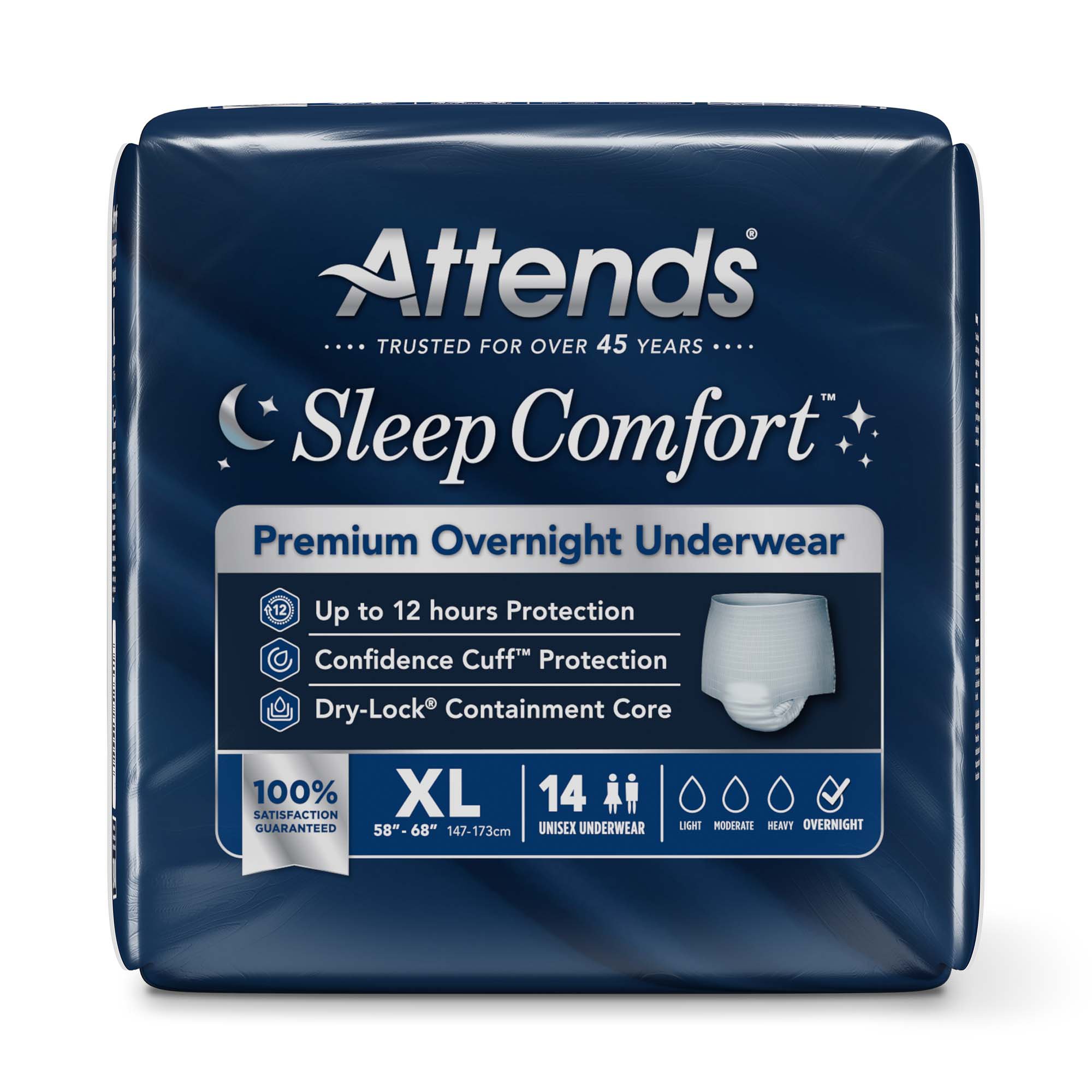 Attends Healthcare Products SCPO40 - Attends® Sleep Comfort Premium Overnight Underwear, Extra Large, 58 – 68 Inches - 14/Bag, 56/Case