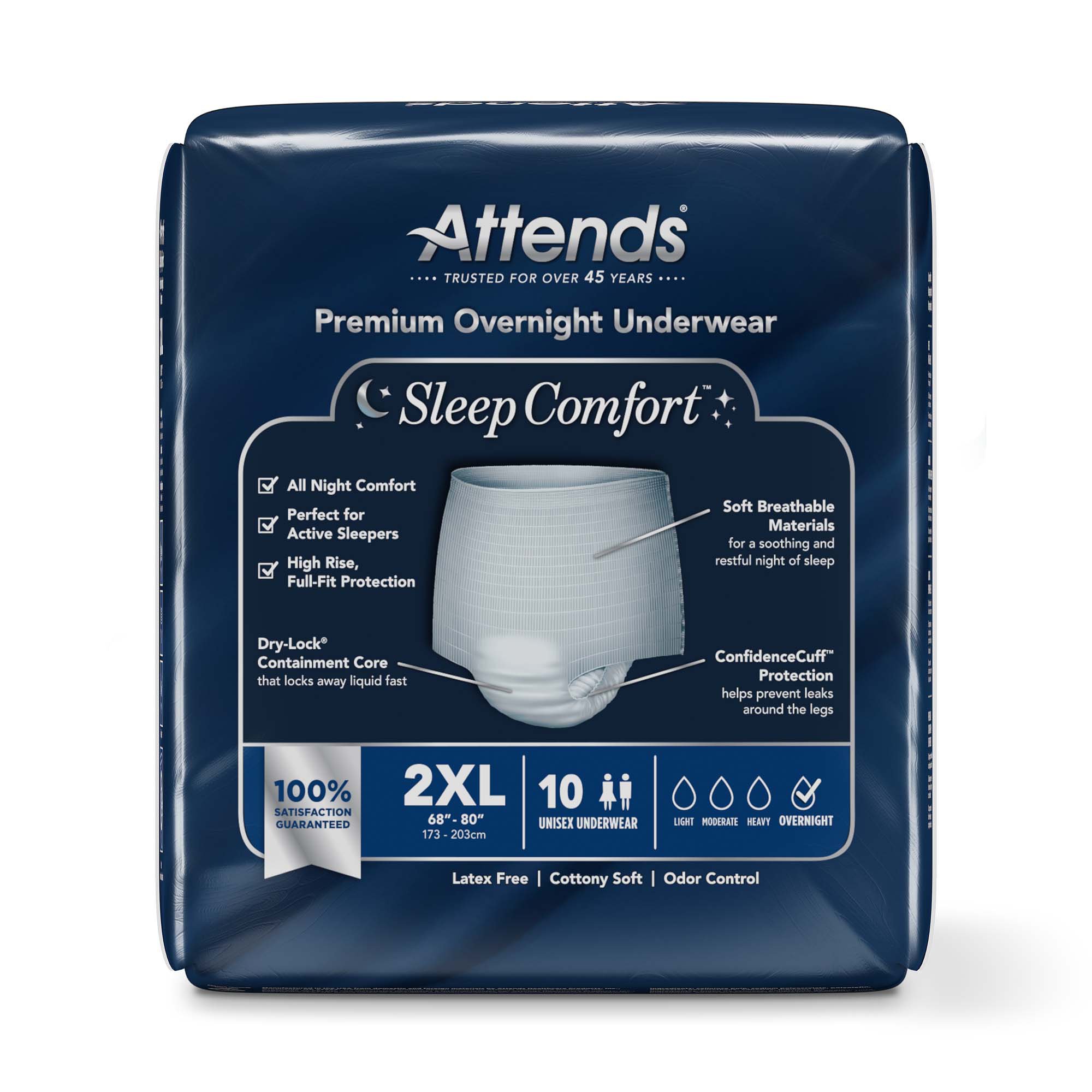 Attends Healthcare Products SCPO50 - Attends® Sleep Comfort Premium Overnight Underwear, 2X-Large, 68 – 80 Inches - 10/Bag, 40/Case