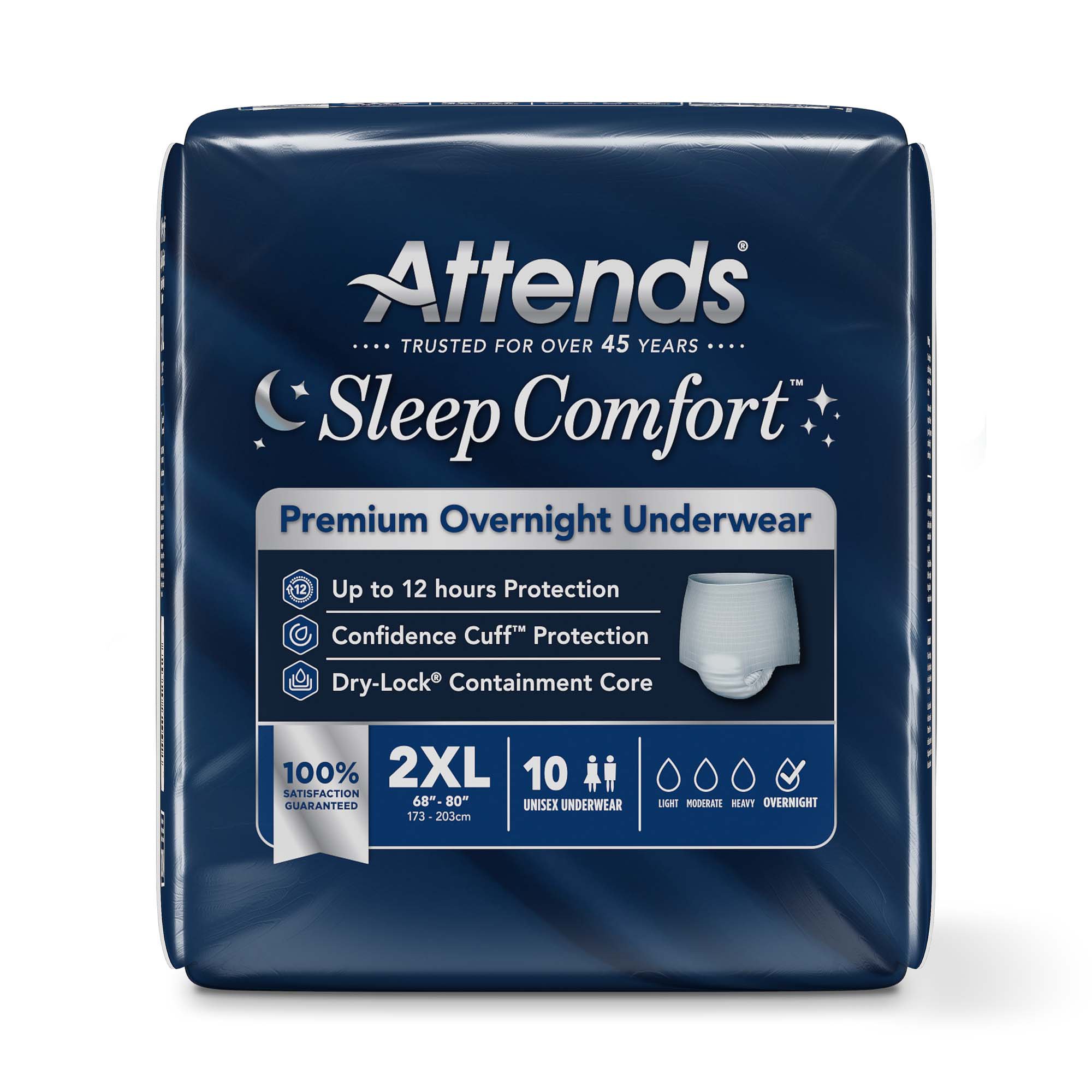 Attends Healthcare Products SCPO50 - Attends® Sleep Comfort Premium Overnight Underwear, 2X-Large, 68 – 80 Inches - 10/Bag, 40/Case