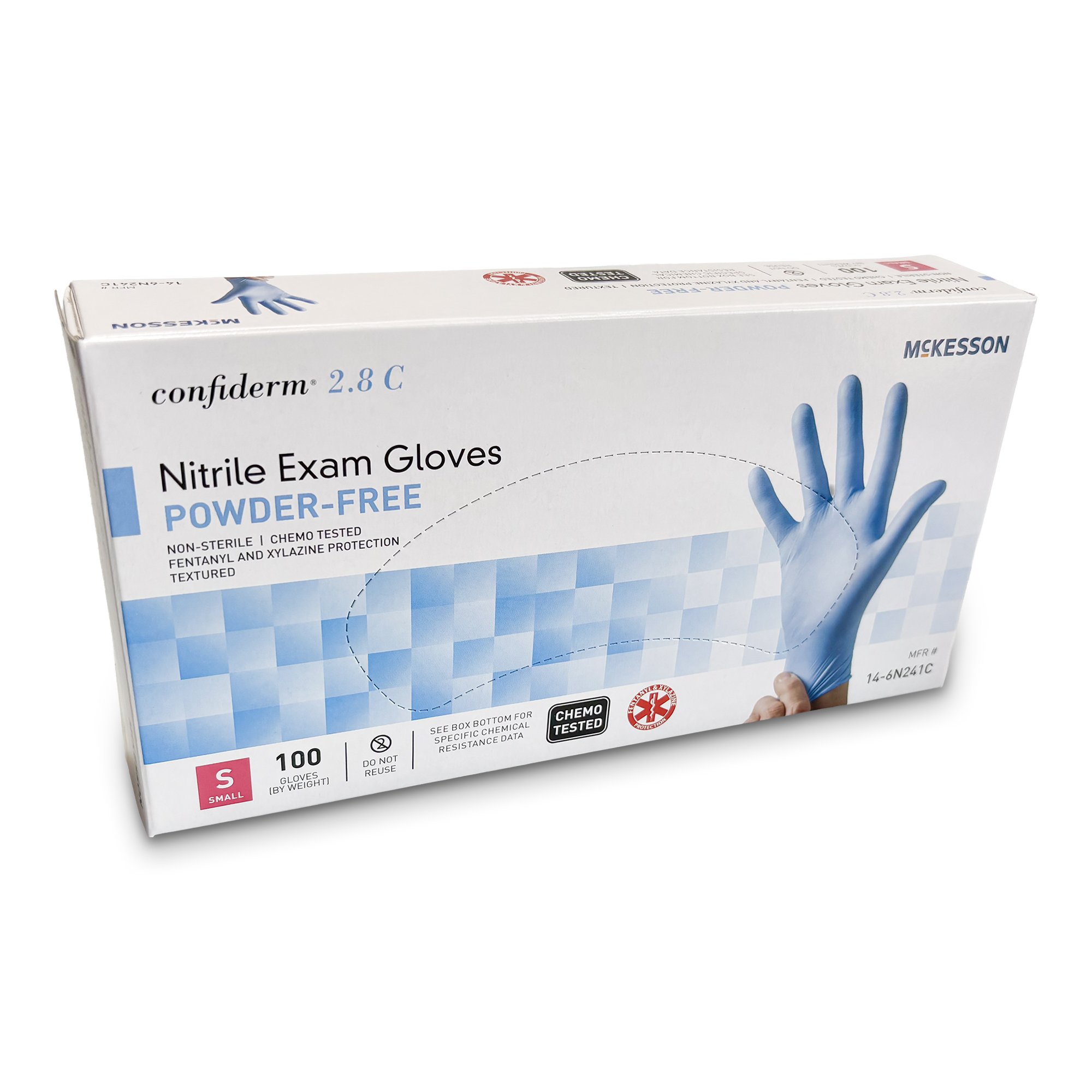 McKesson Brand 14-6N241C - McKesson Confiderm® 2.8C Nitrile Exam Gloves, Small, Ocean Blue - 100/Box, 1000/Case