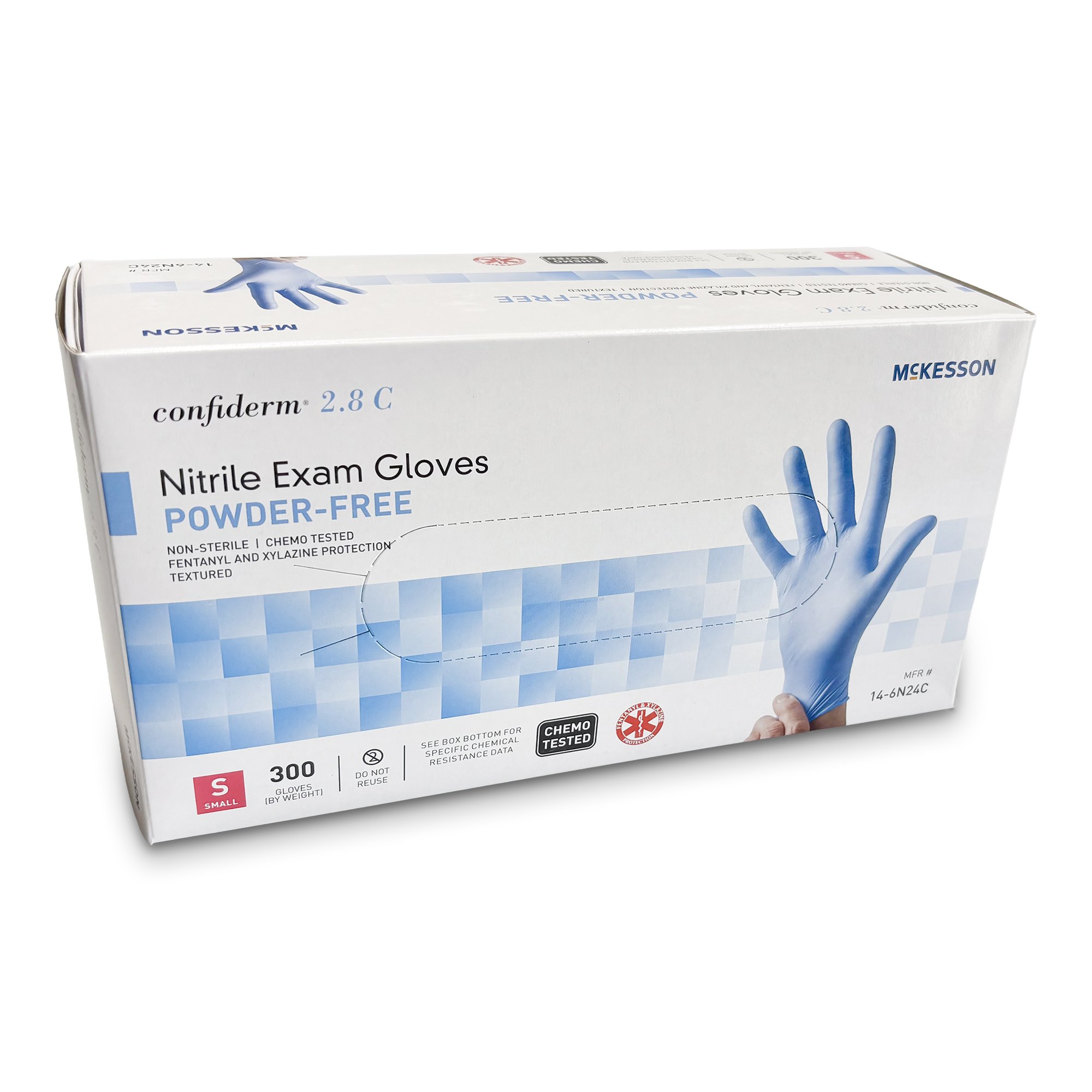 McKesson Brand 14-6N24C - McKesson Confiderm® 2.8C Nitrile Exam Gloves, Small, Ocean Blue - 300/Box, 3000/Case