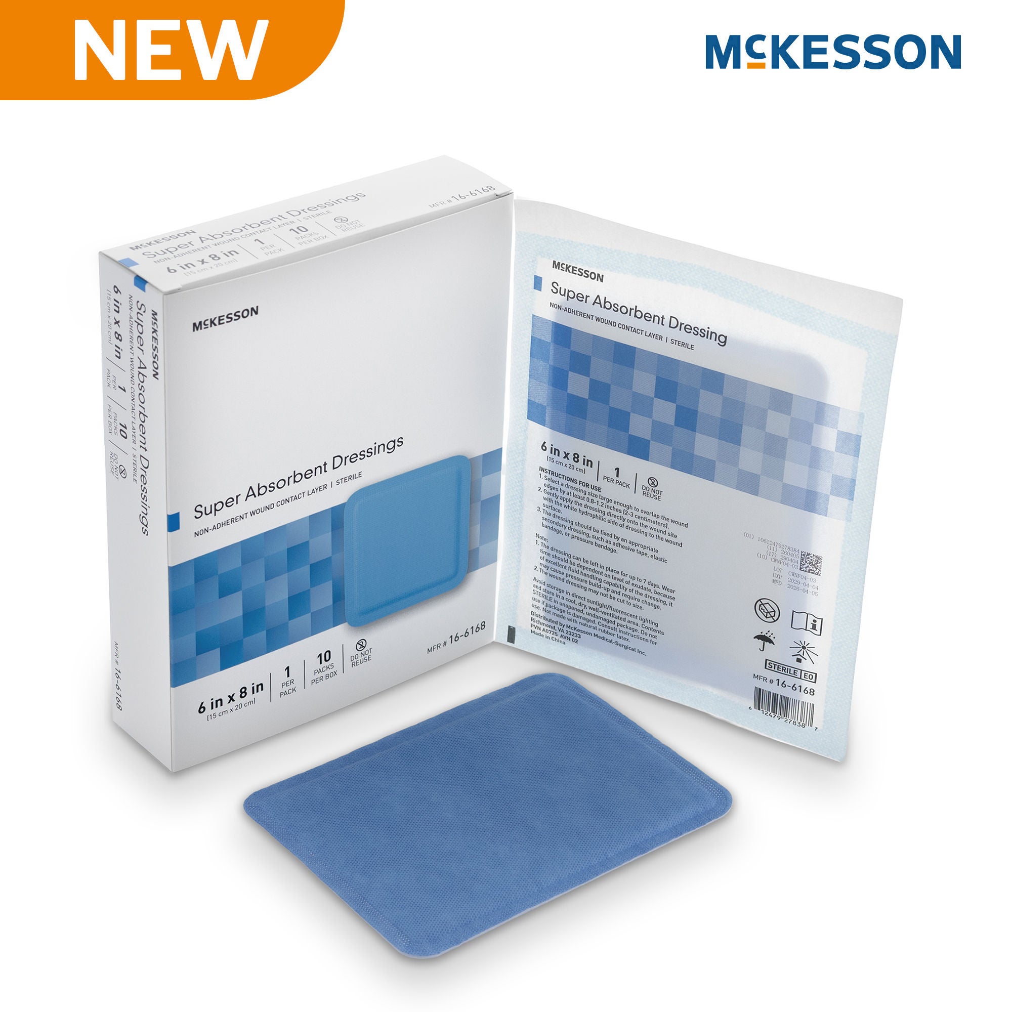 McKesson Brand - 16-6168 McKesson MedSurg Wound Dressing W/SAP 6"X8"