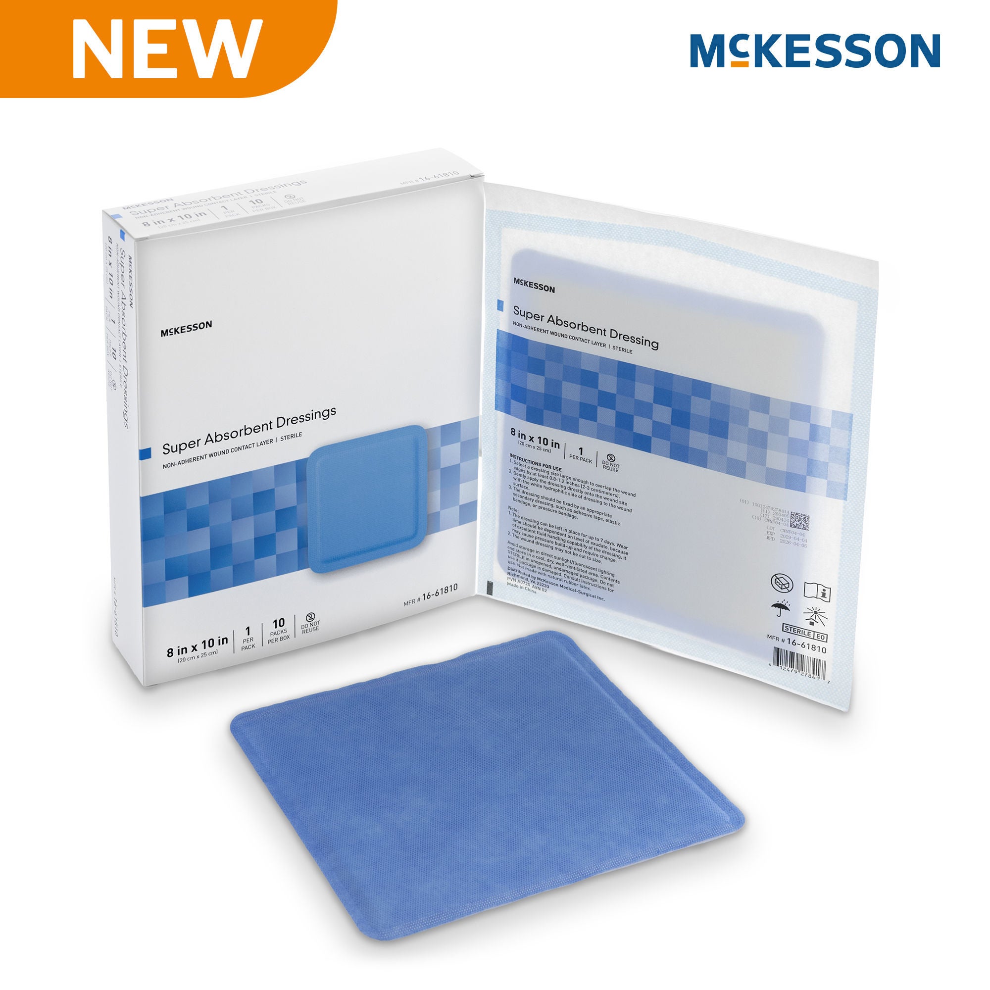 McKesson Brand - 16-61810 McKesson MedSurg Wound Dressing W/SAP 8"X10"