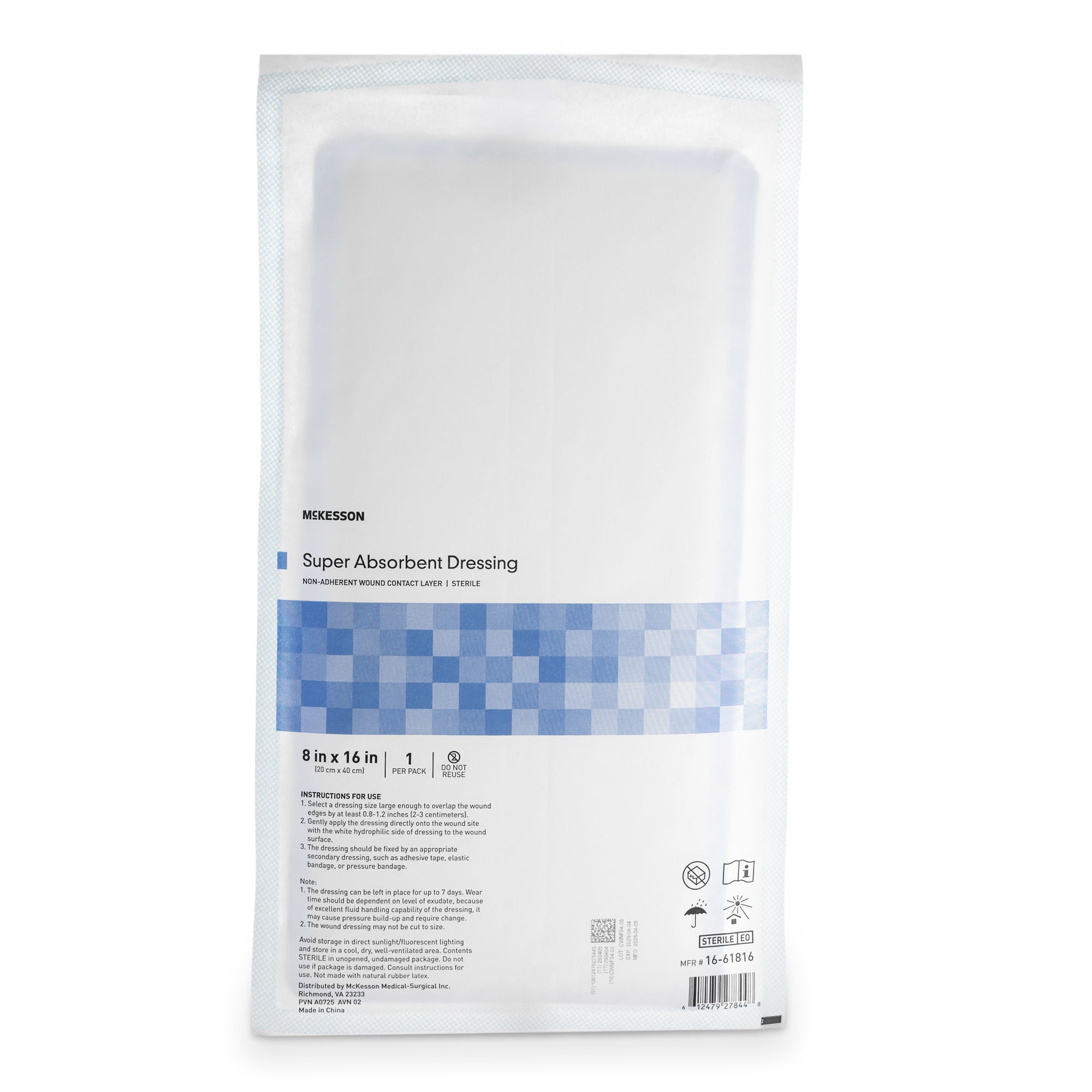 McKesson Brand - 16-61816 McKesson MedSurg Wound Dressing W/SAP 8"X16"