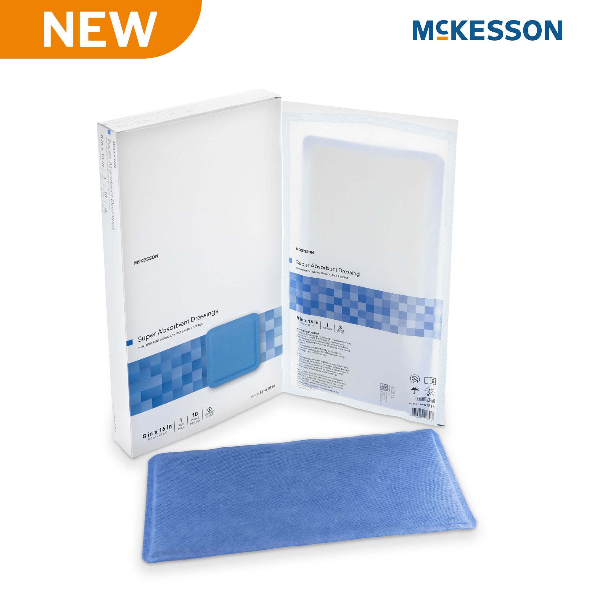 McKesson Brand - 16-61816 McKesson MedSurg Wound Dressing W/SAP 8"X16"