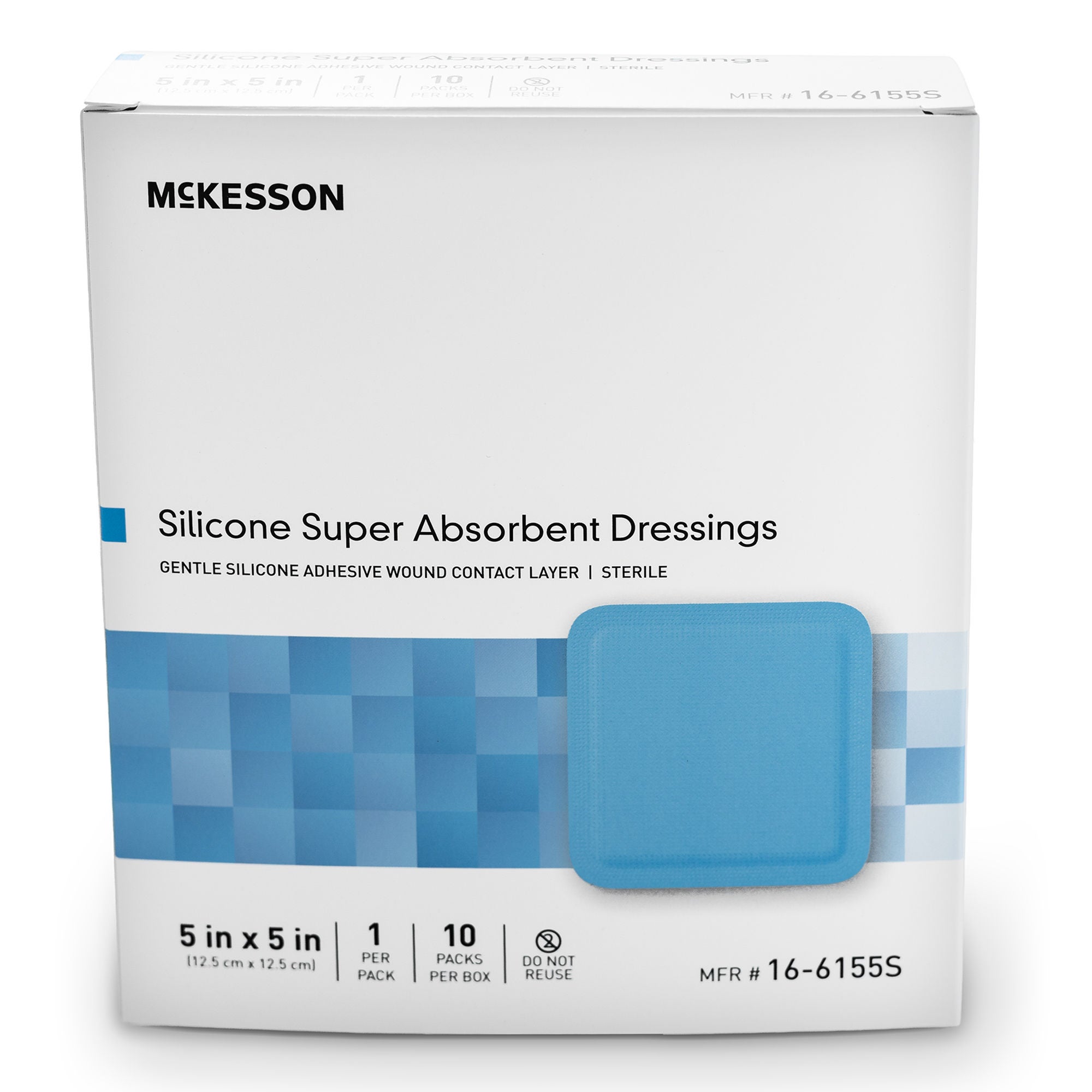 McKesson Brand - 16-6155S Super Absorbent Dressing McKesson Square 5 X 5 Inch Without Border Sterile