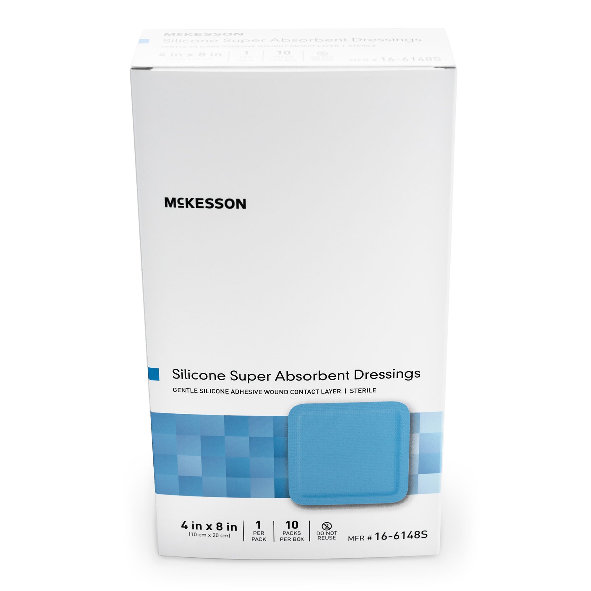 McKesson Brand - 16-6148S Super Absorbent Dressing McKesson Rectangle 4 X 8 Inch Without Border Sterile