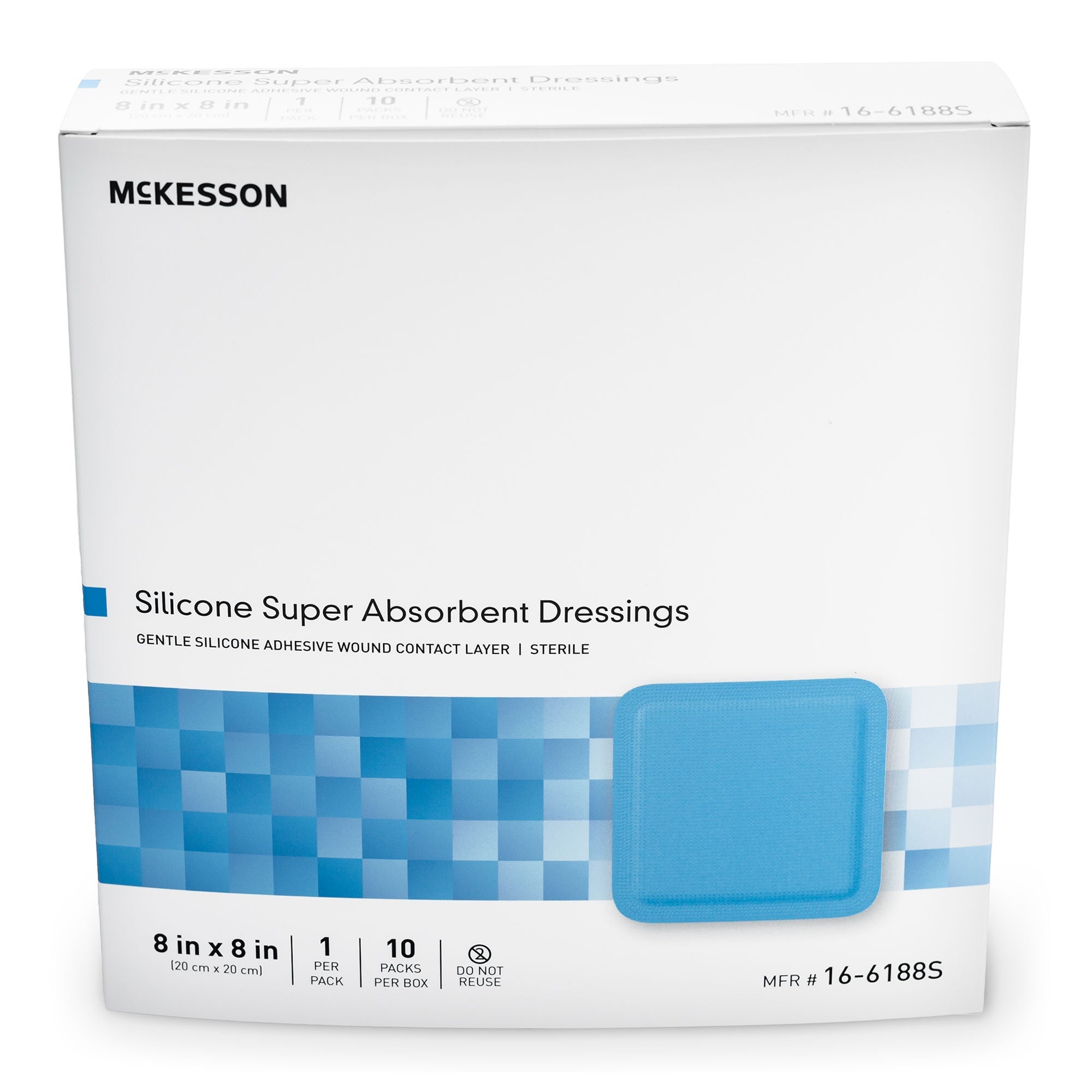 McKesson Brand - 16-6188S Super Absorbent Dressing McKesson Square 8 X 8 Inch Without Border Sterile