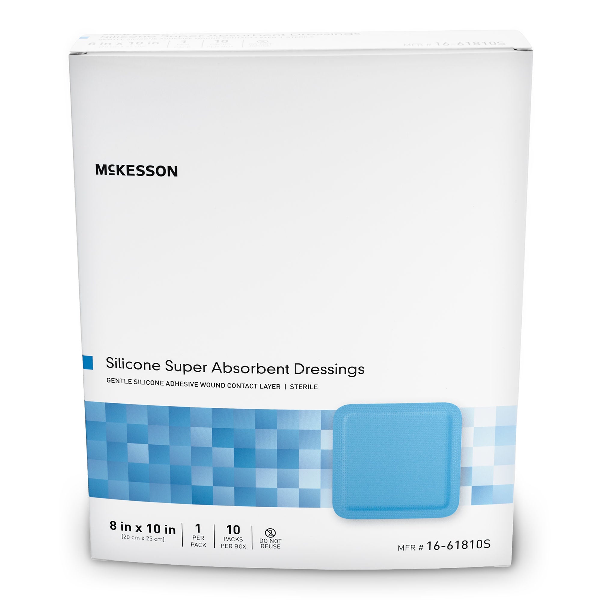 McKesson Brand - 16-61810S Super Absorbent Dressing McKesson Rectangle 8 X 10 Inch Without Border Sterile