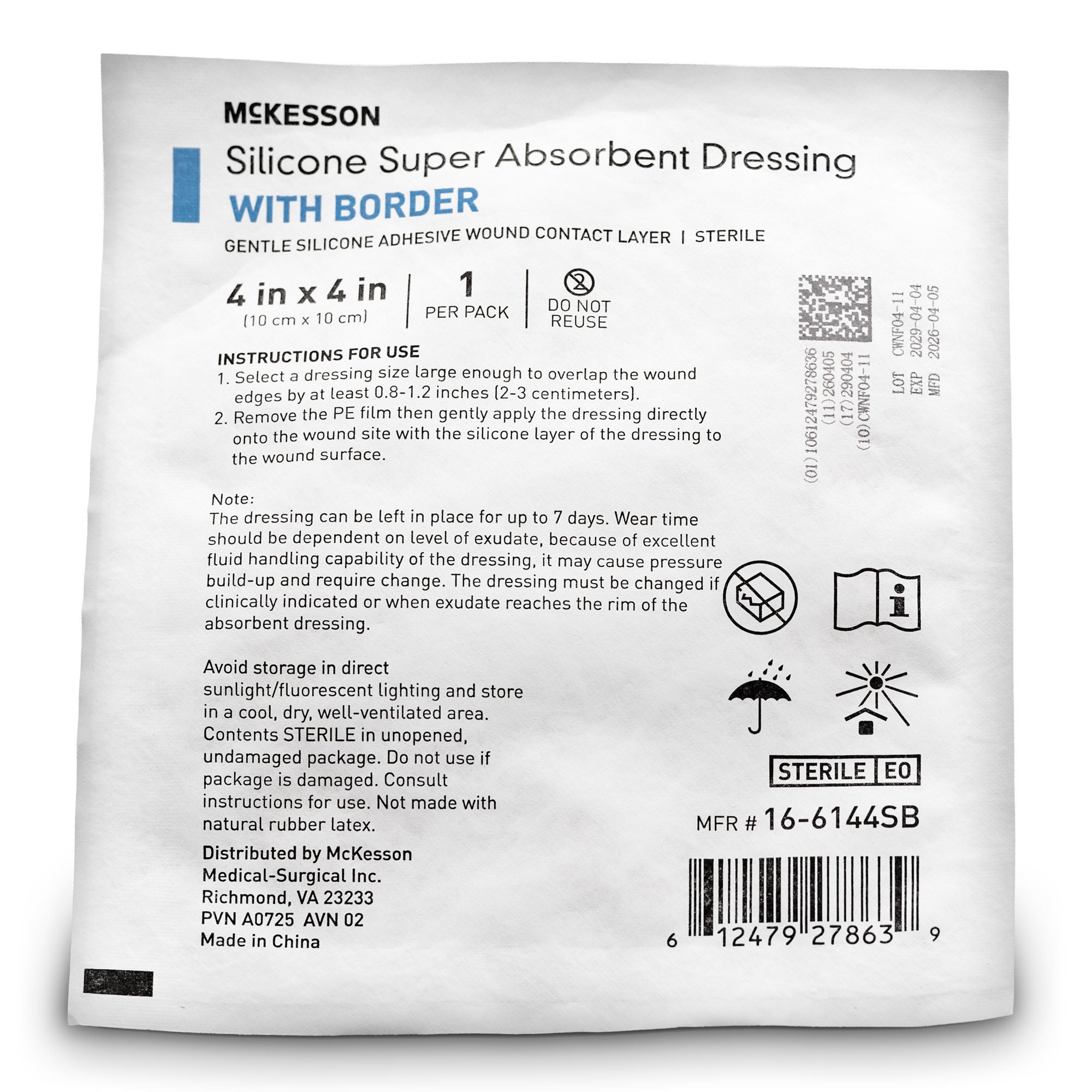 McKesson Brand - 16-6144SB McKesson MedSurg Dressing BRDR 4"X4"