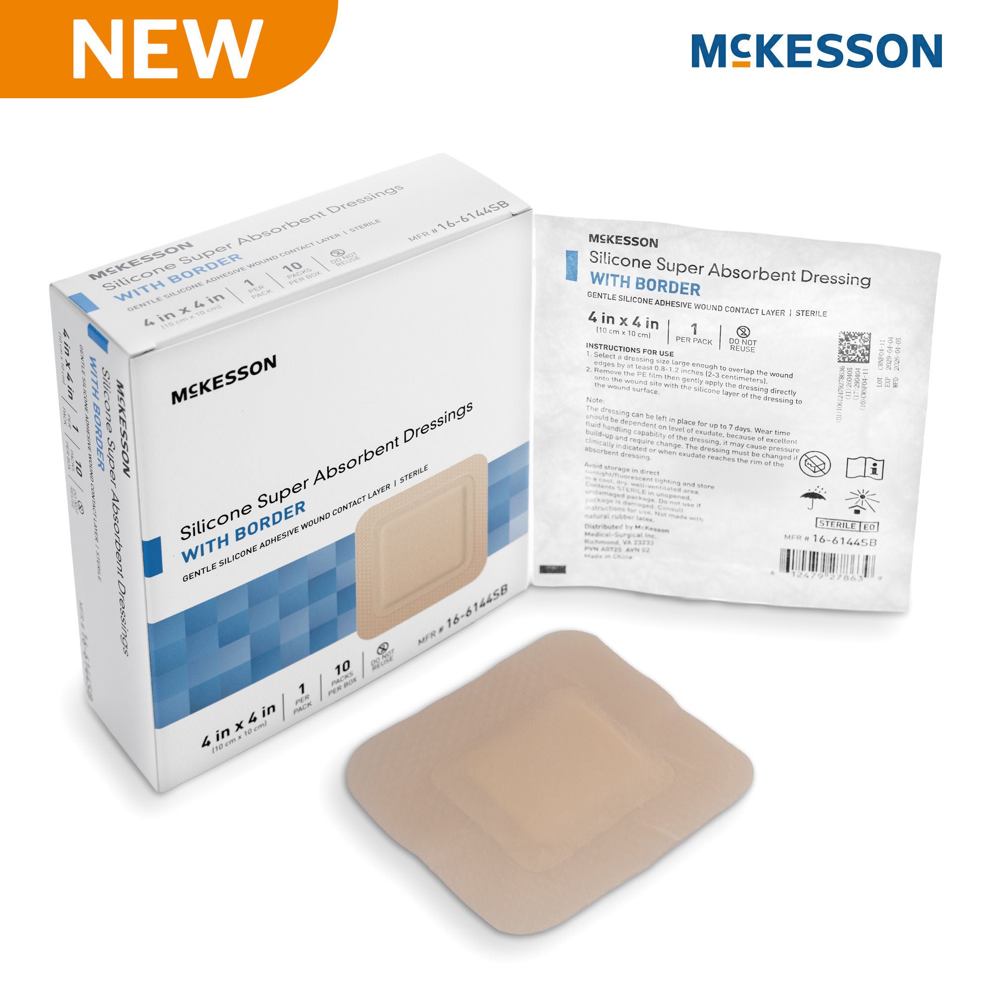 McKesson Brand - 16-6144SB McKesson MedSurg Dressing BRDR 4"X4"