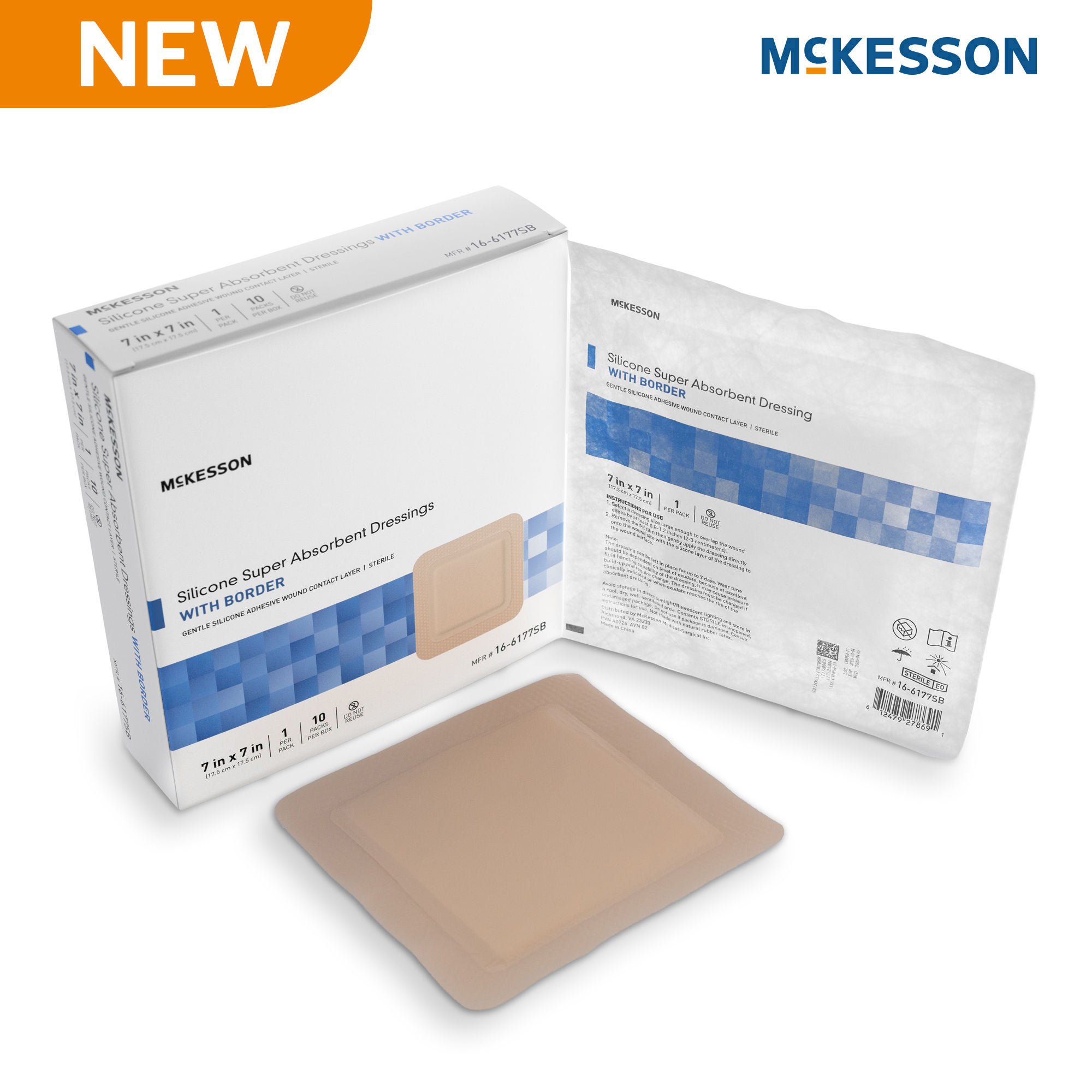 McKesson Brand - 16-6177SB McKesson MedSurg Dressing BRDR 7"X7"