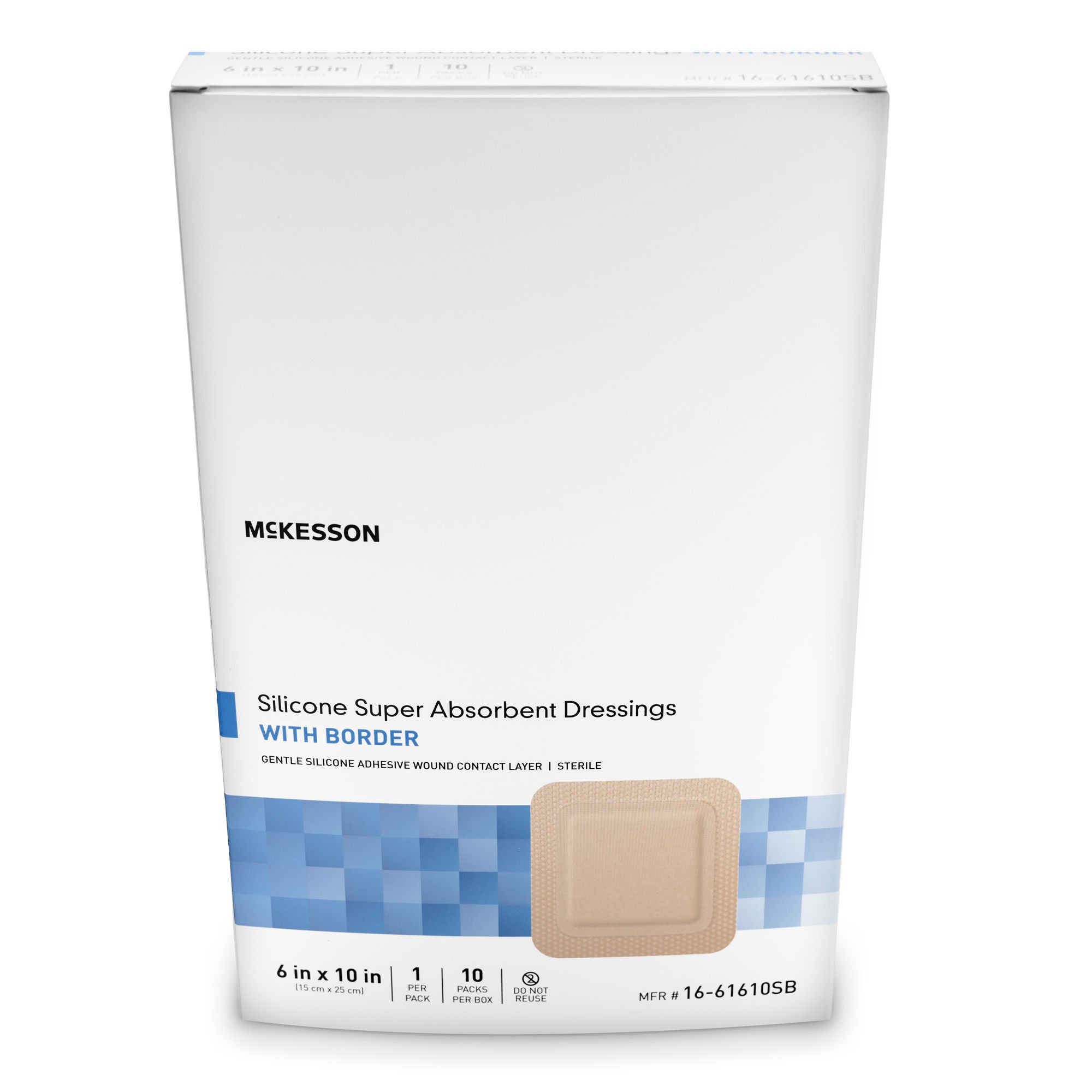 McKesson Brand - 16-61610SB Super Absorbent Dressing McKesson Rectangle 6 X 10 Inch With Border Sterile