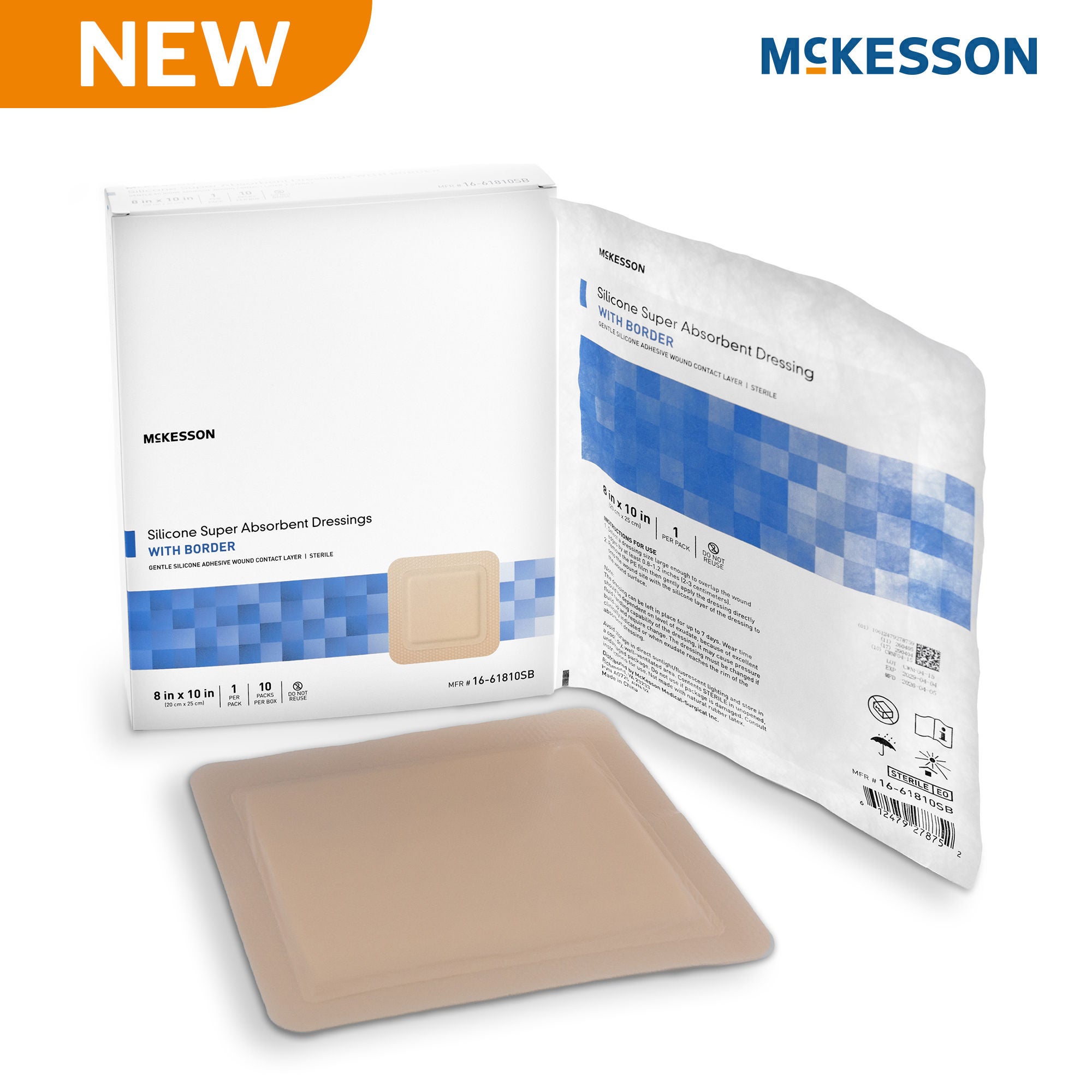 McKesson Brand - 16-61810SB McKesson MedSurg Dressing BRDR 8"X10"