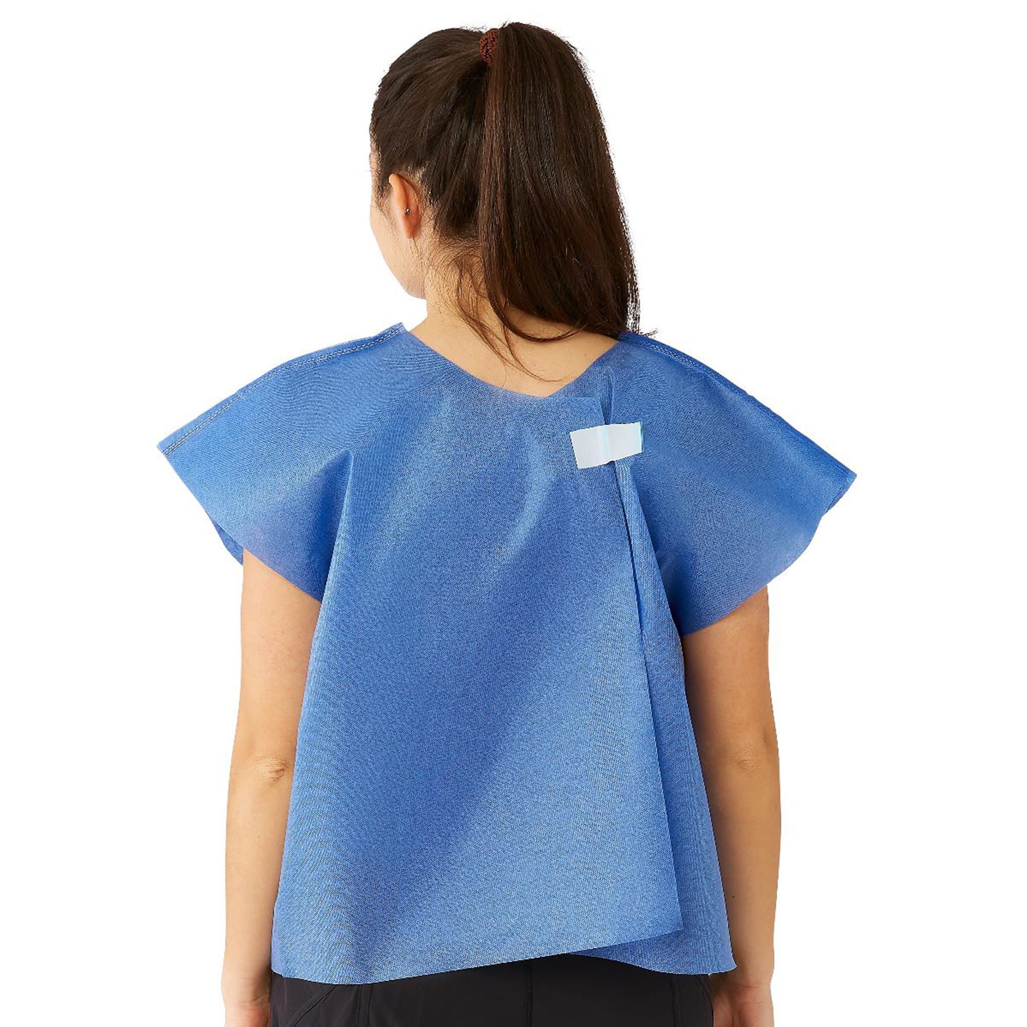 Medline - NON27036 Exam Cape Medline Blue One Size Fits Most Front / Back Opening Refastenable Tape Tabs Unisex Disposable