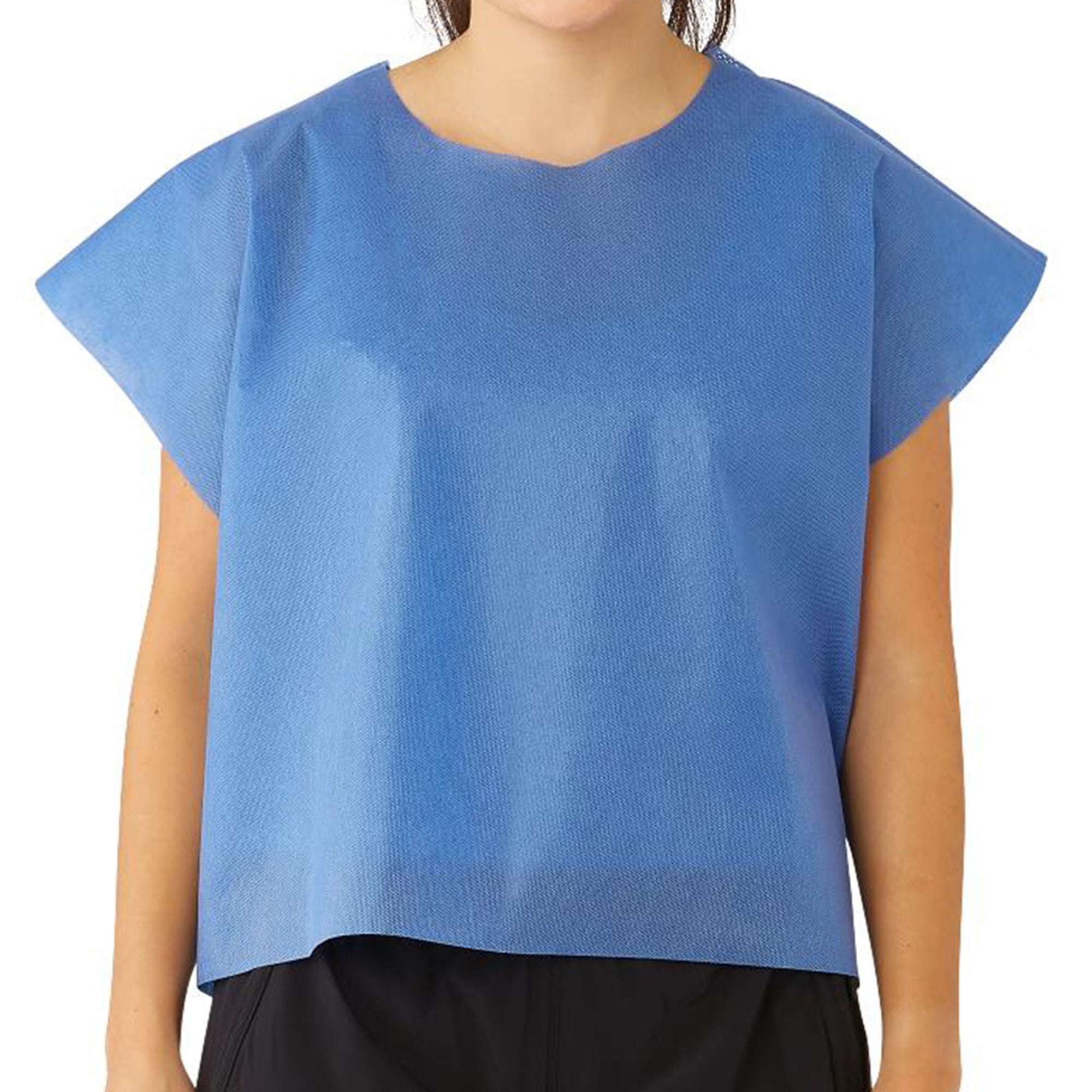 Medline - NON27036 Exam Cape Medline Blue One Size Fits Most Front / Back Opening Refastenable Tape Tabs Unisex Disposable