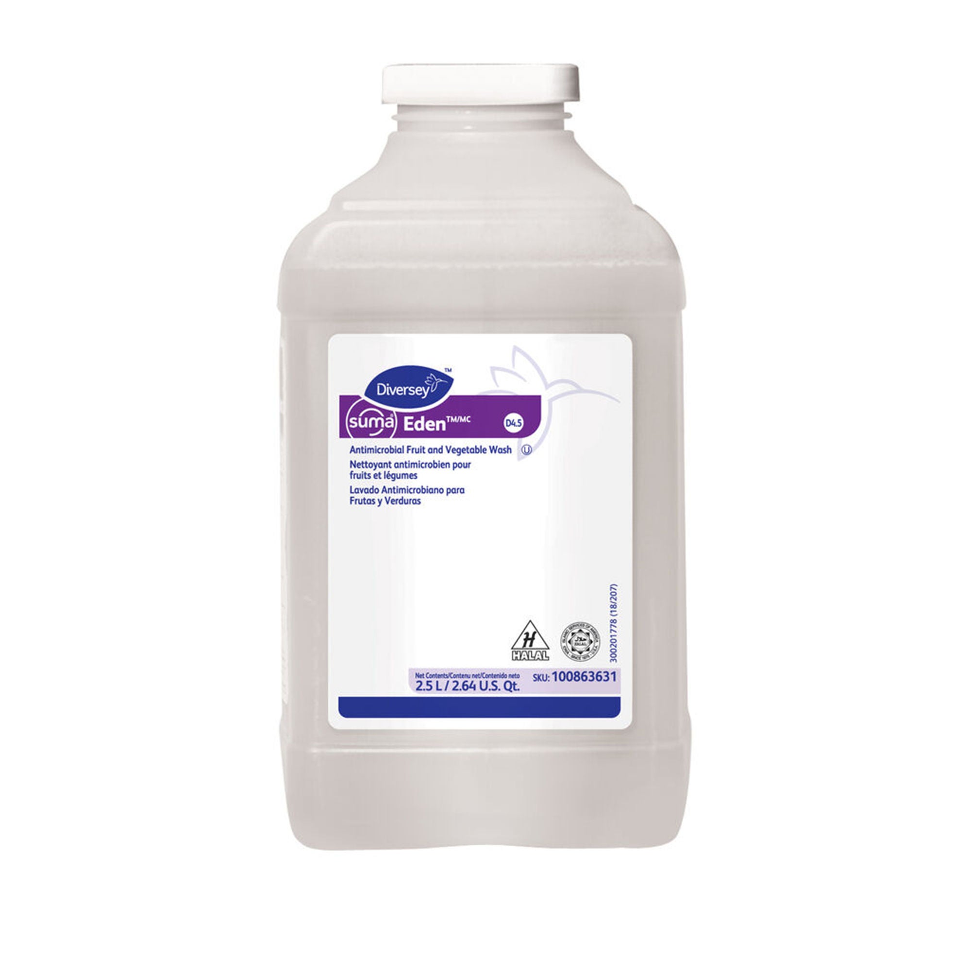 Diversey - 100863631 Fruit and Vegetable Wash Diversey™ Suma® Eden Acid Based J-Fill® Dispensing Systems Liquid 2.5 Liter Bottle Characteristic Scent NonSterile