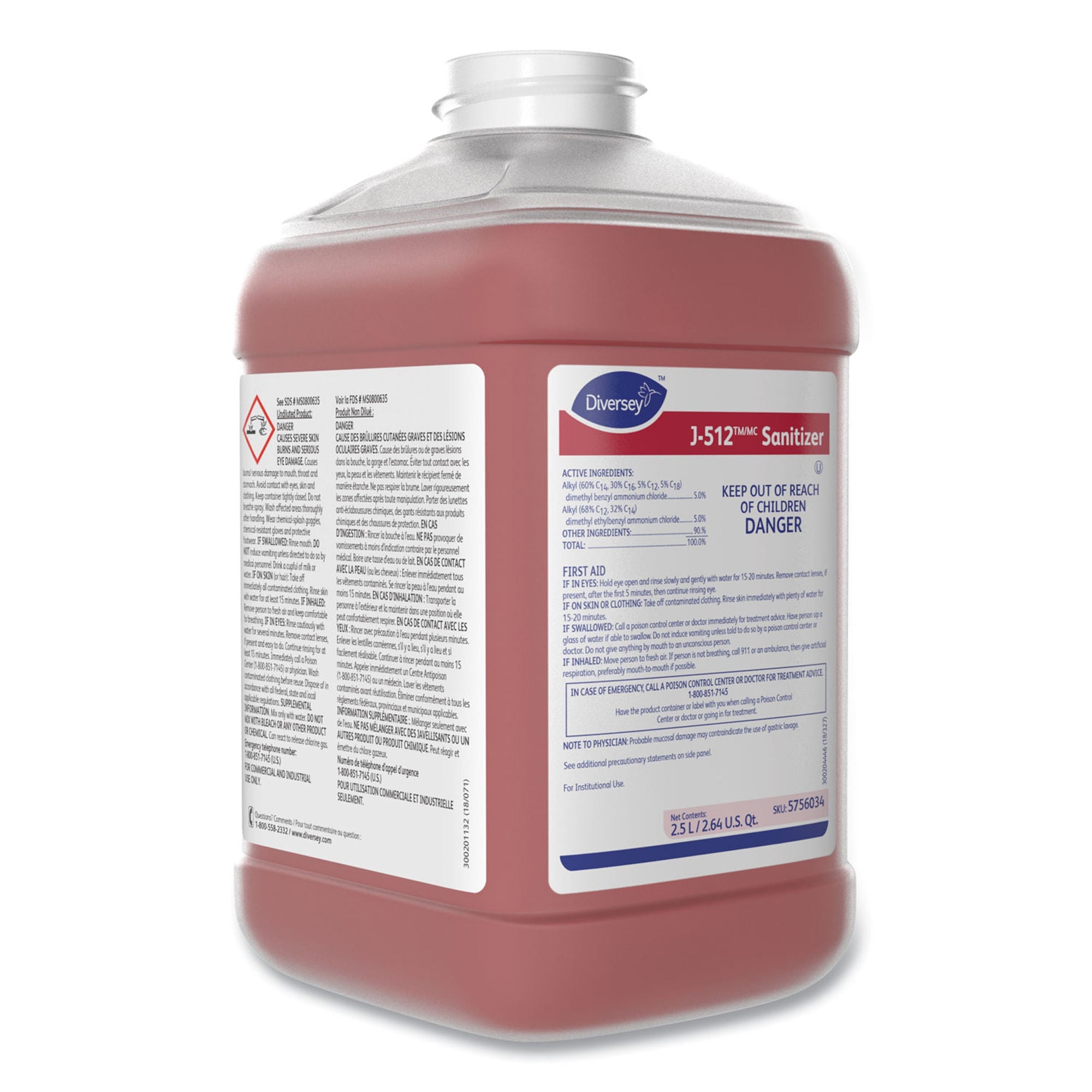 Diversey - 5756034 Surface Disinfectant / Sanitizer J-512™ J-Fill® Dispensing Systems Liquid 2.5 Liter Bottle Scented NonSterile