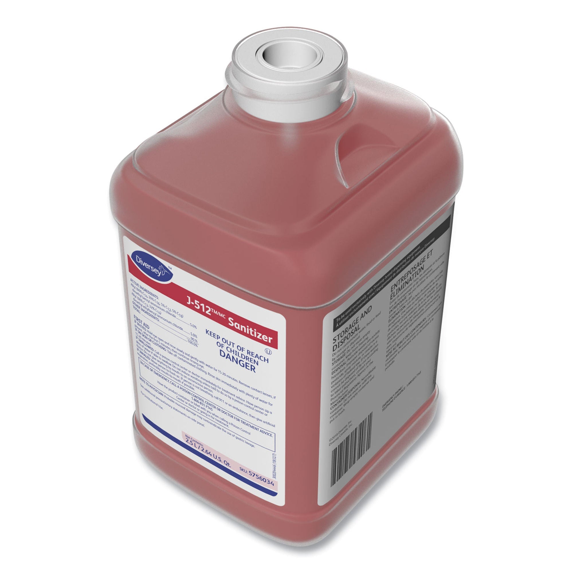 Diversey - 5756034 Surface Disinfectant / Sanitizer J-512™ J-Fill® Dispensing Systems Liquid 2.5 Liter Bottle Scented NonSterile