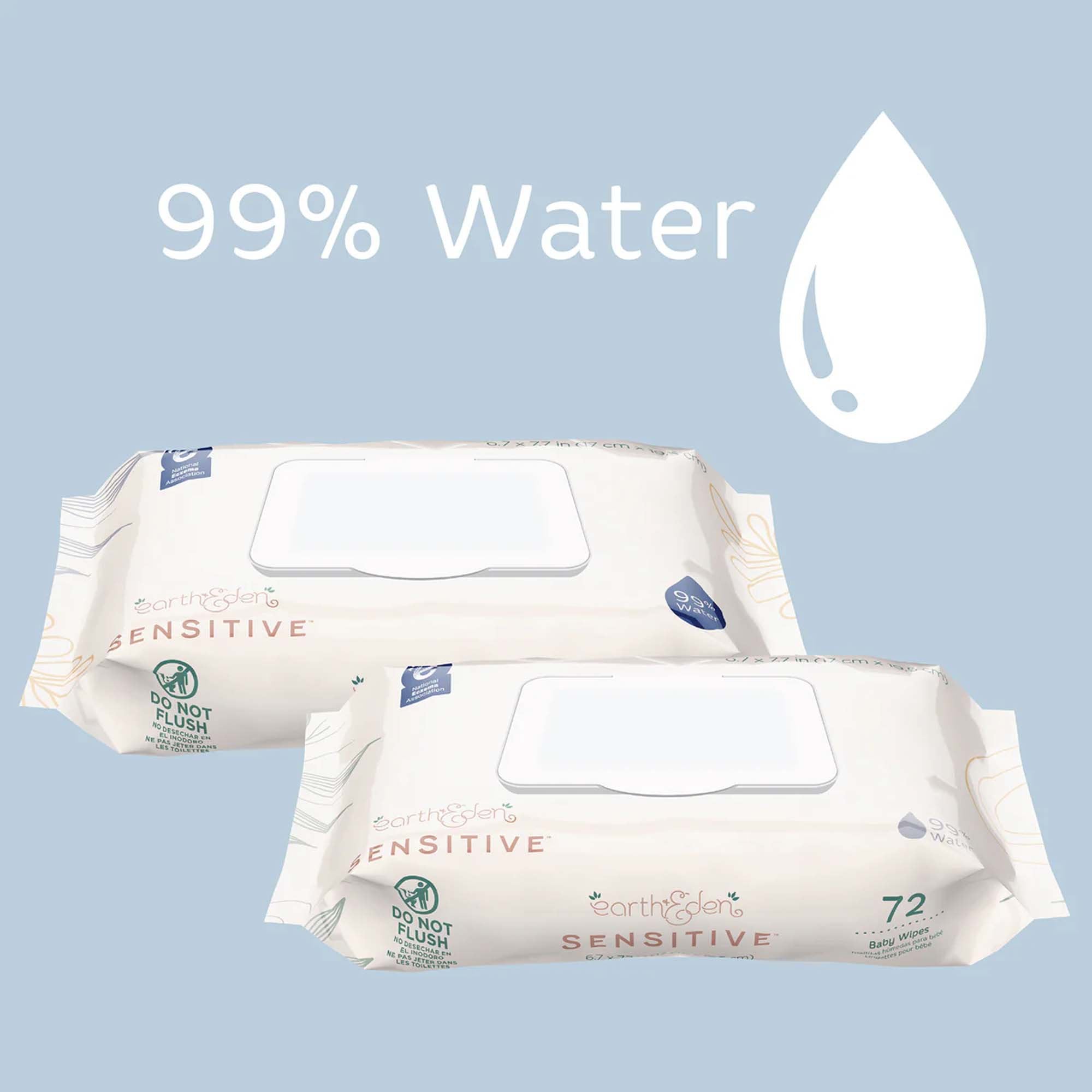 First Quality Products LLC 10010218 - Earth & Eden Sensitive™ Baby Wipes, 6.7 x 7.7 Inch, 72 per Pack - 864/Case