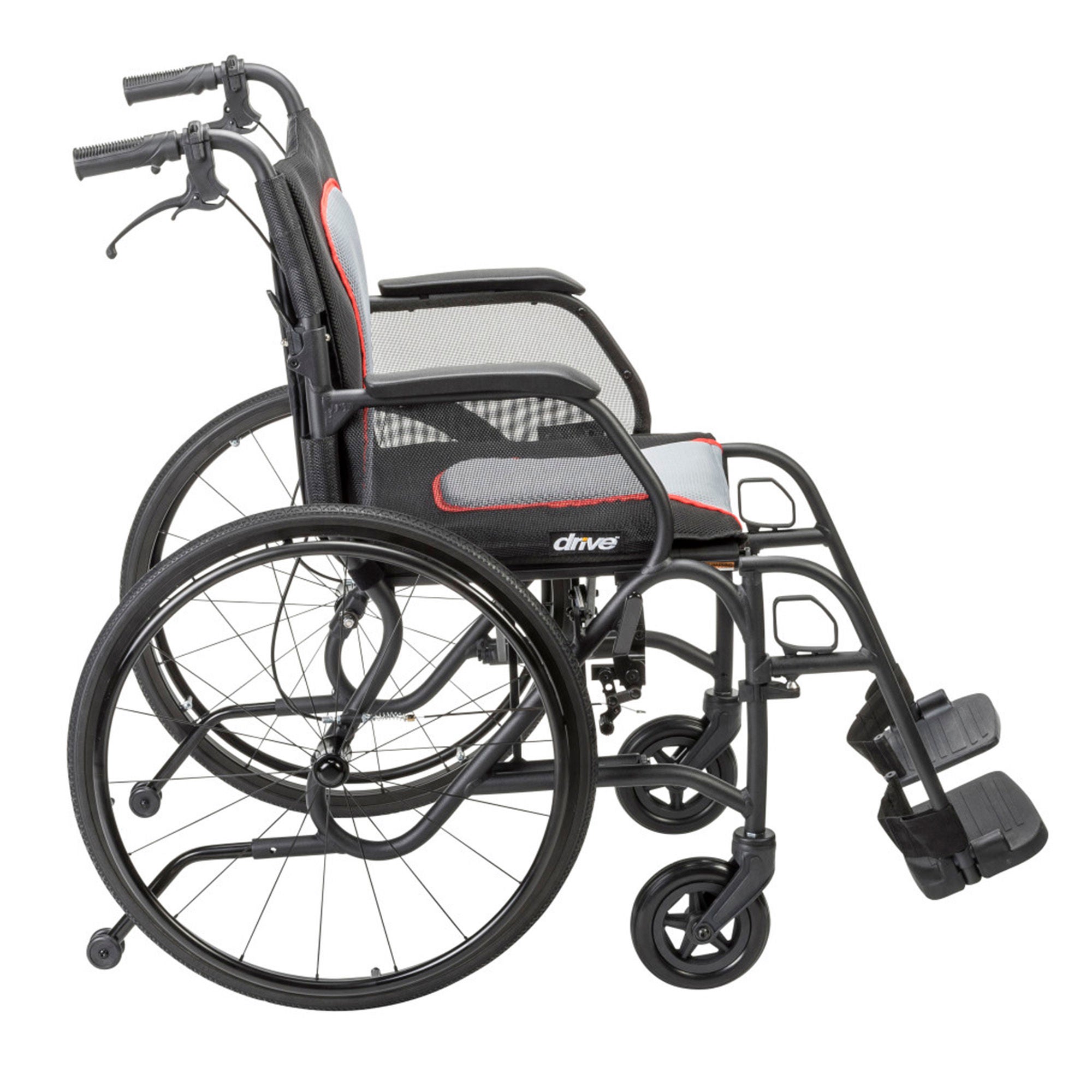 Drive DeVilbiss Healthcare - AF18FDABK-SF Lightweight Wheelchair AeroFly™ Ultra-Lite Desk Length Arm Swing-Away Footrest Black Upholstery 18 Inch Seat Width Adult 250 lbs. Weight Capacity