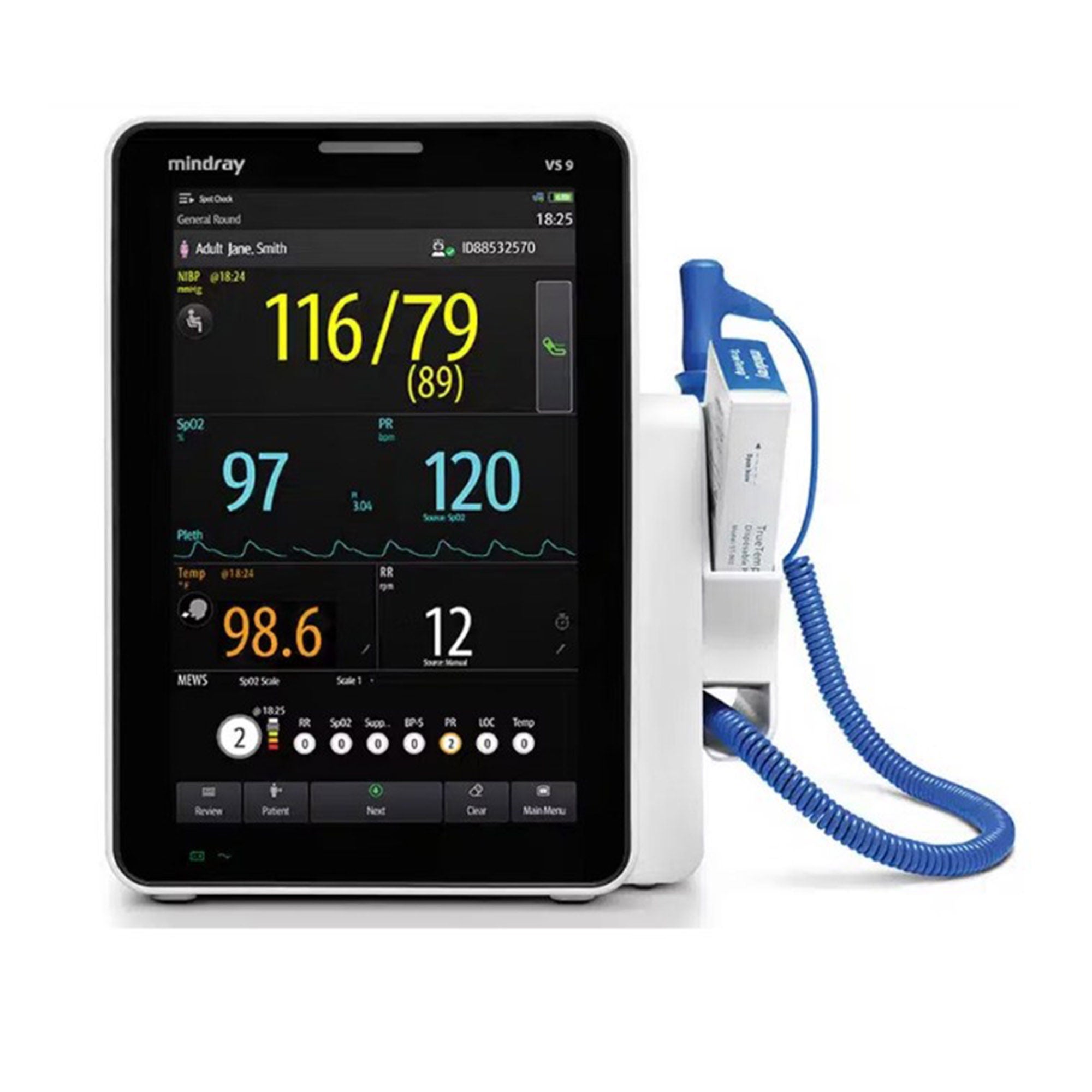 Mindray USA - 121-002423-00 Vital Signs Monitor Mindray VS9 Spot NIBP, SpO2 AC Power / Battery Operated