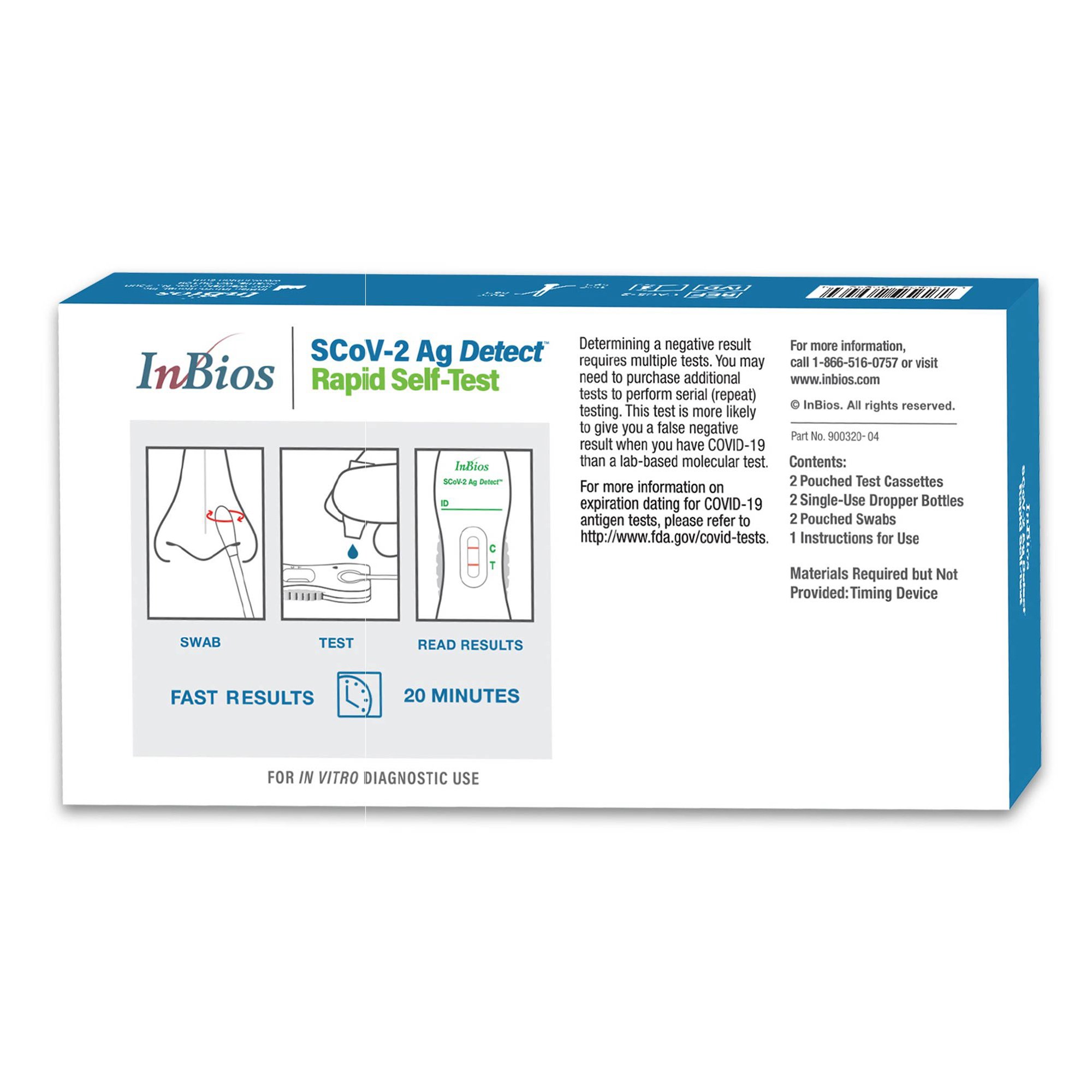 InBios International Inc CAGS-2 - SCoV-2 Ag Detect™ Rapid Self-Test for COVID-19 - 2/Kit