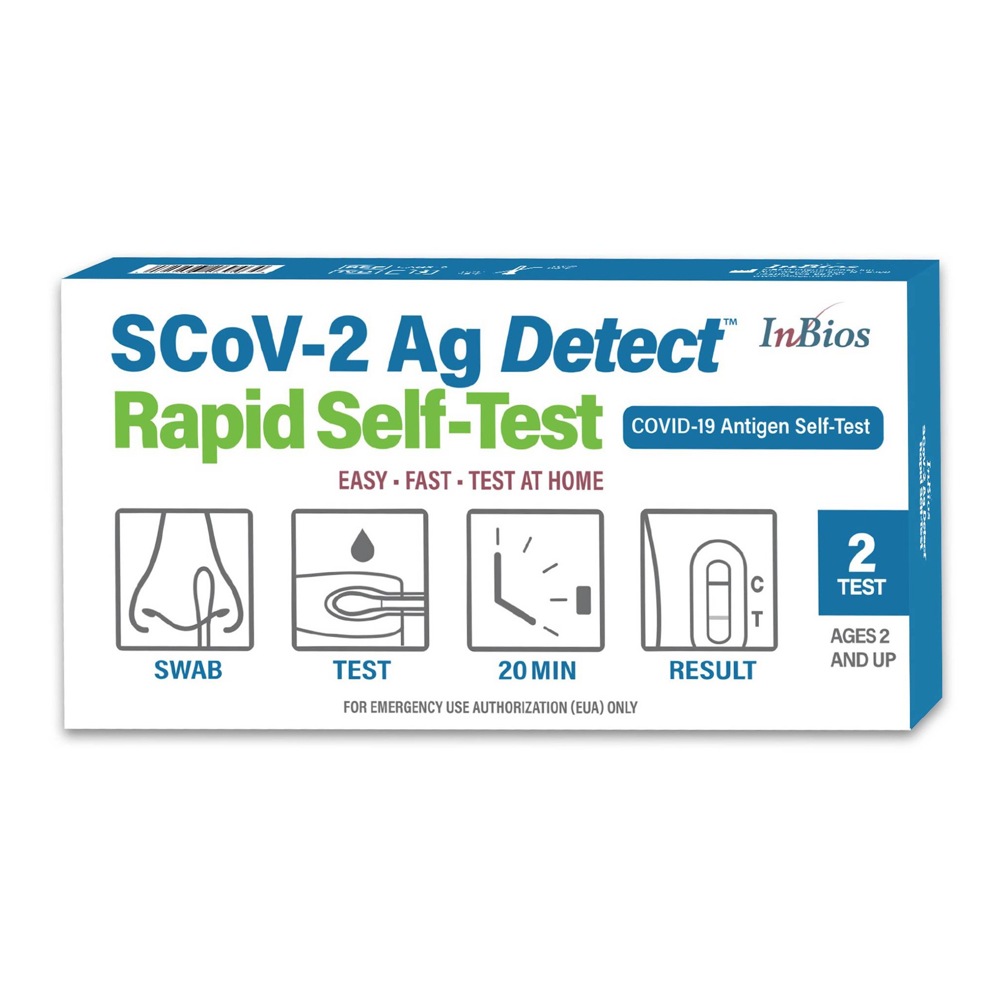 InBios International Inc CAGS-2 - SCoV-2 Ag Detect™ Rapid Self-Test for COVID-19 - 2/Kit