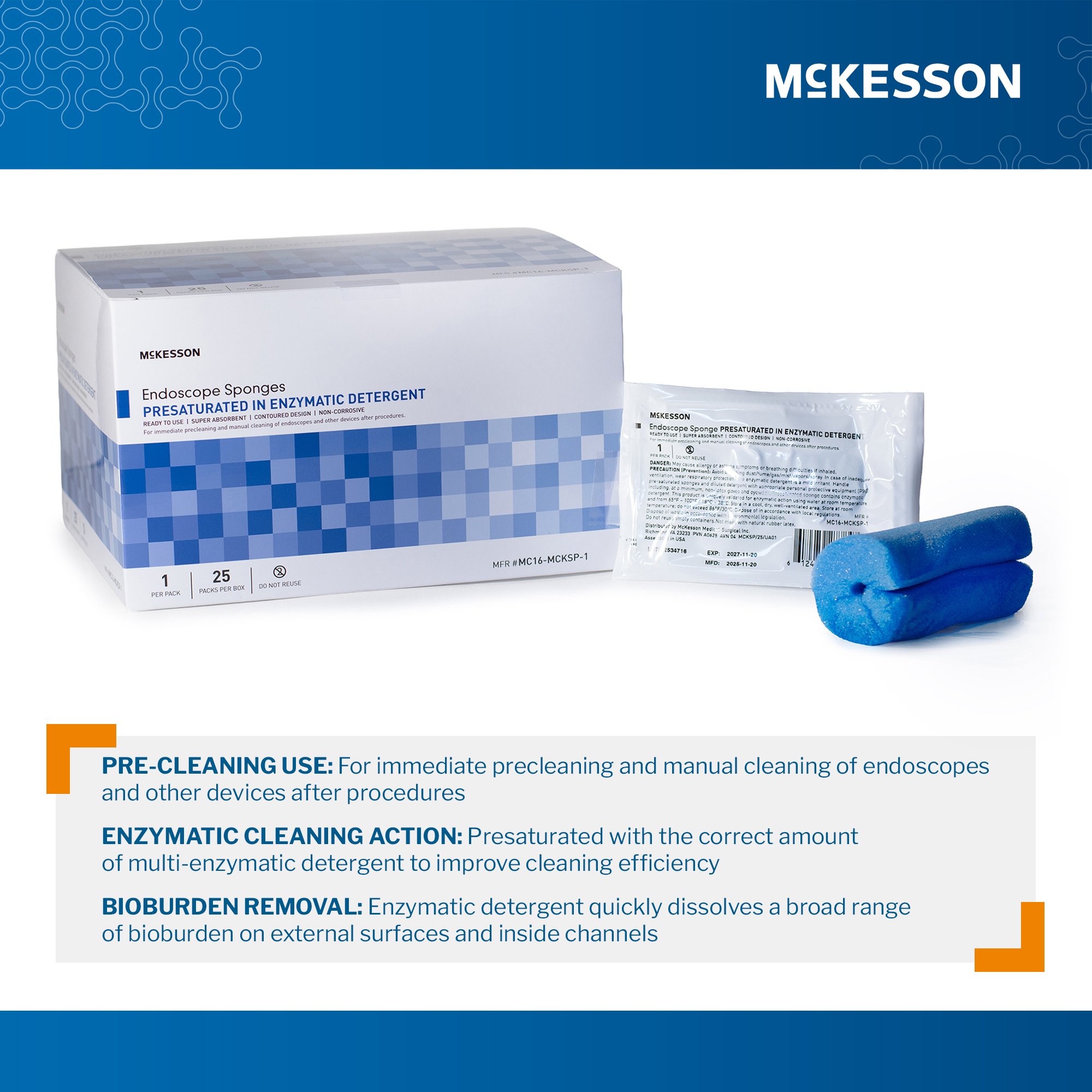 Pre-Saturated Endoscope Sponge MC16-MCKSP-1 by McKesson Brand