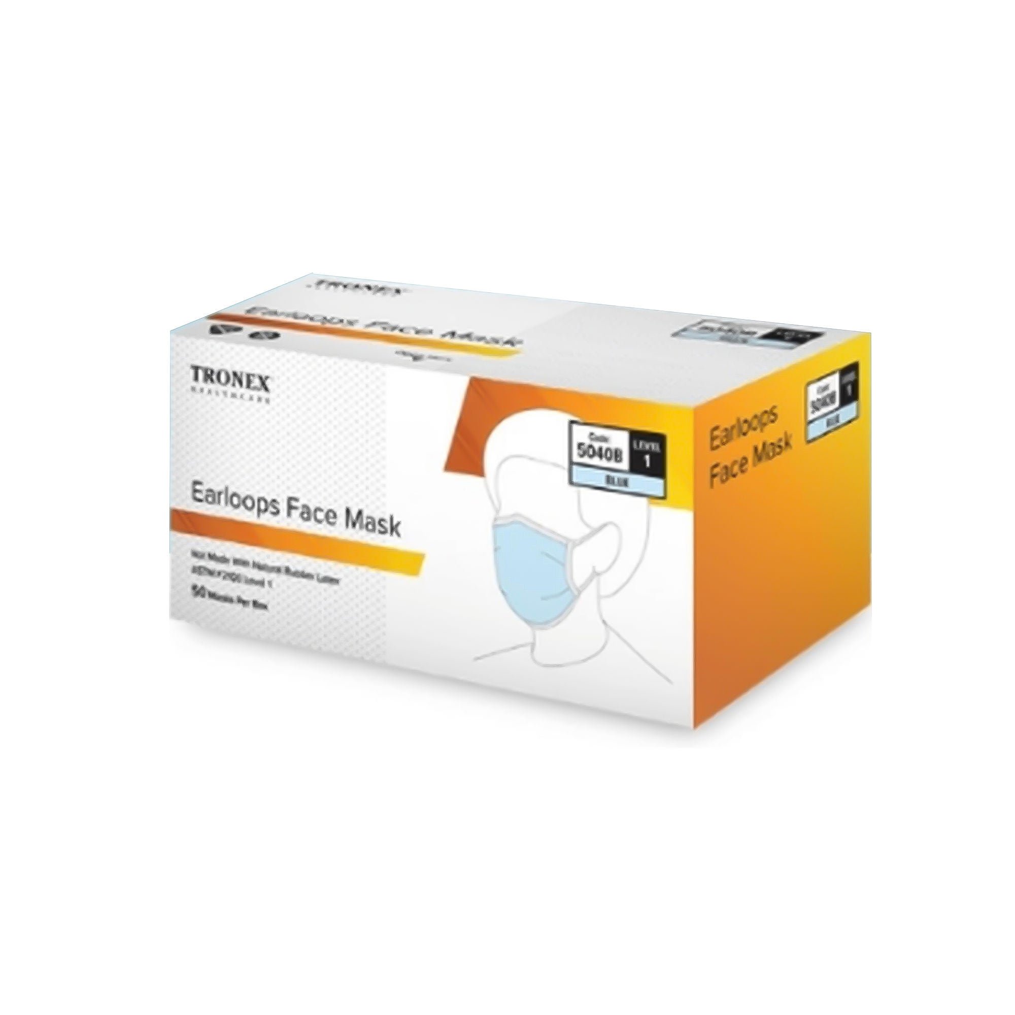 Tronex International Inc - 5040B Procedure Mask Tronex ASTM Level 1 Earloops One Size Fits Most