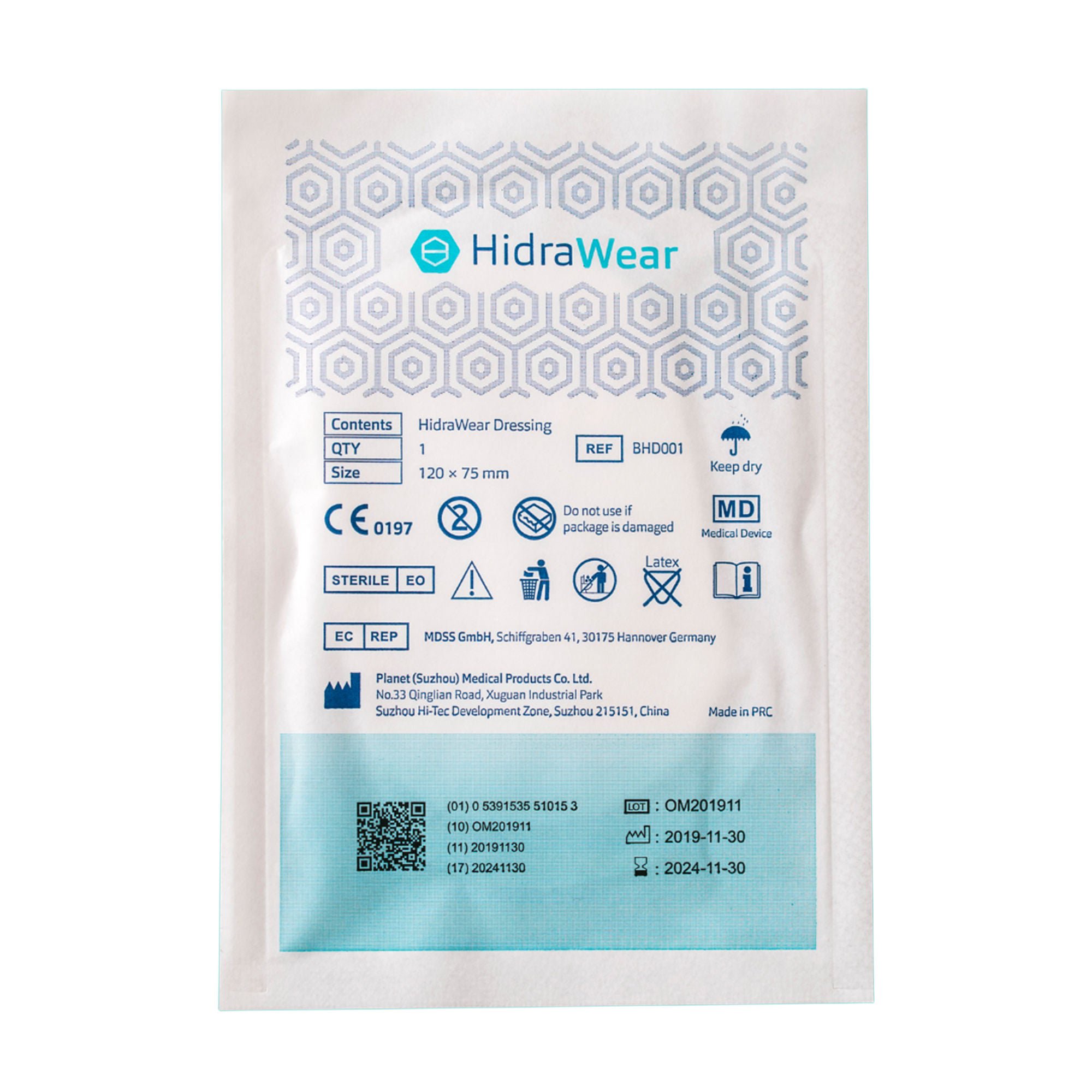 HidraMed Solutions - SP1001 Super Absorbent Dressing HidraWear Rectangle 3 X 5 Inch With Border Sterile
